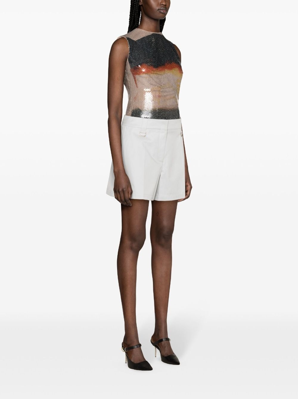 high-waisted cotton shorts - 3