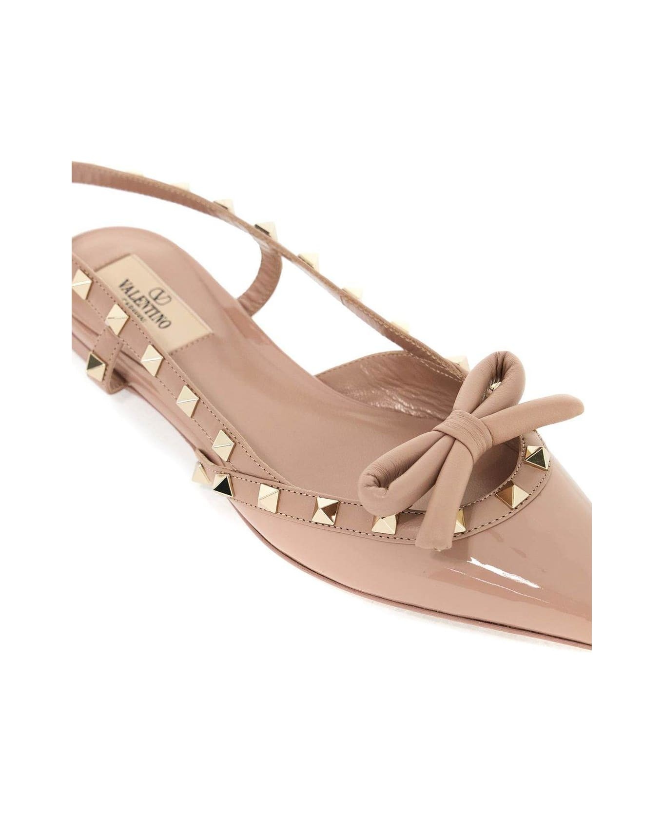 Garavani Rockstud Pointed Toe Slingback Ballerina Shoes - 5