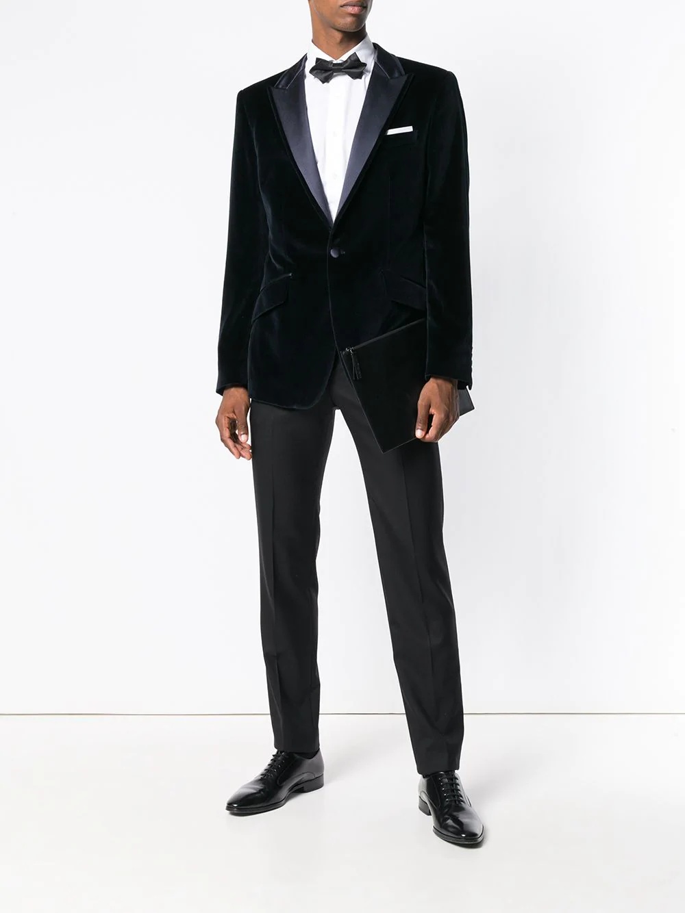 peak lapel velour blazer - 2