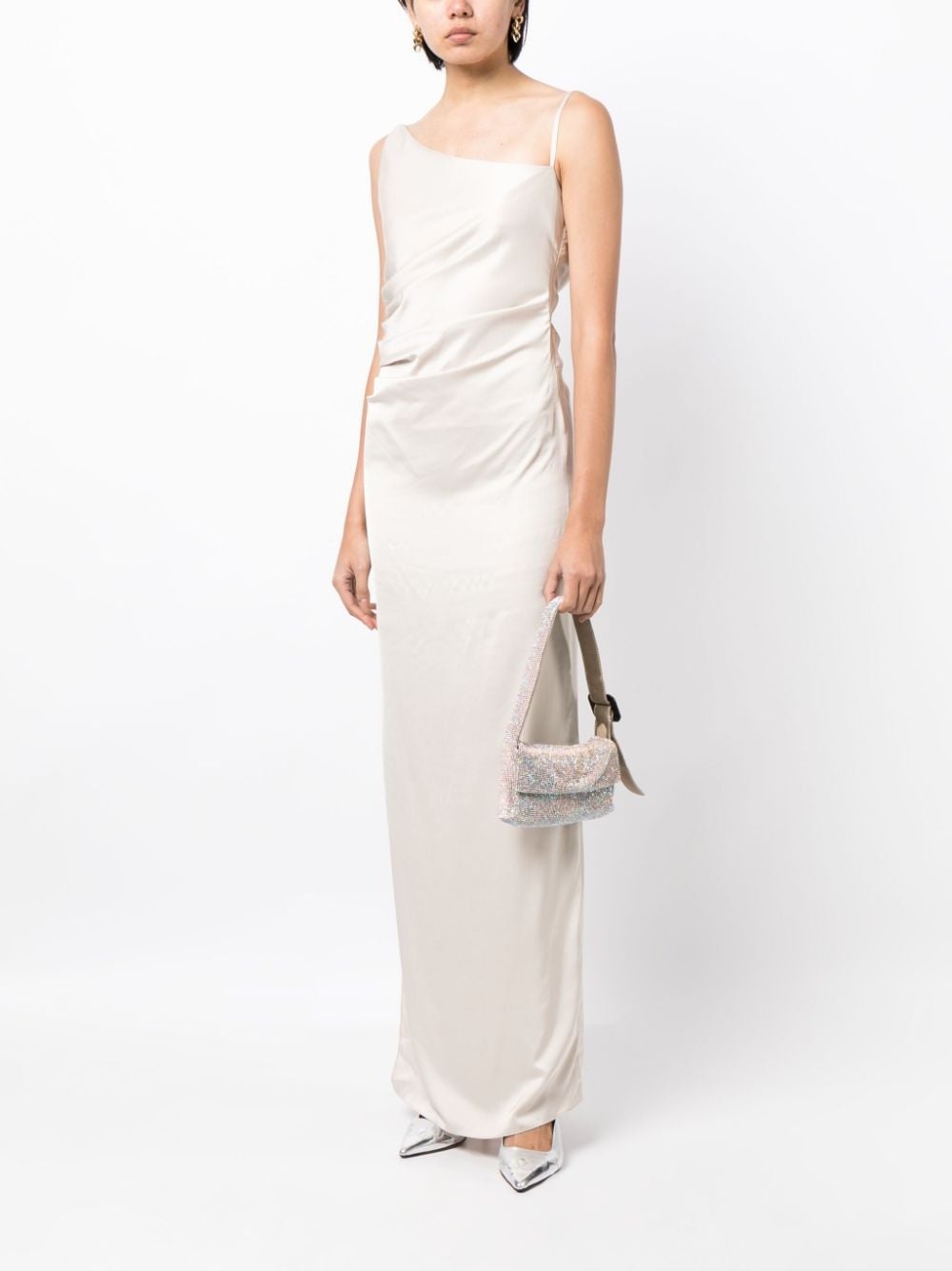 draped-design side-slit dress - 2