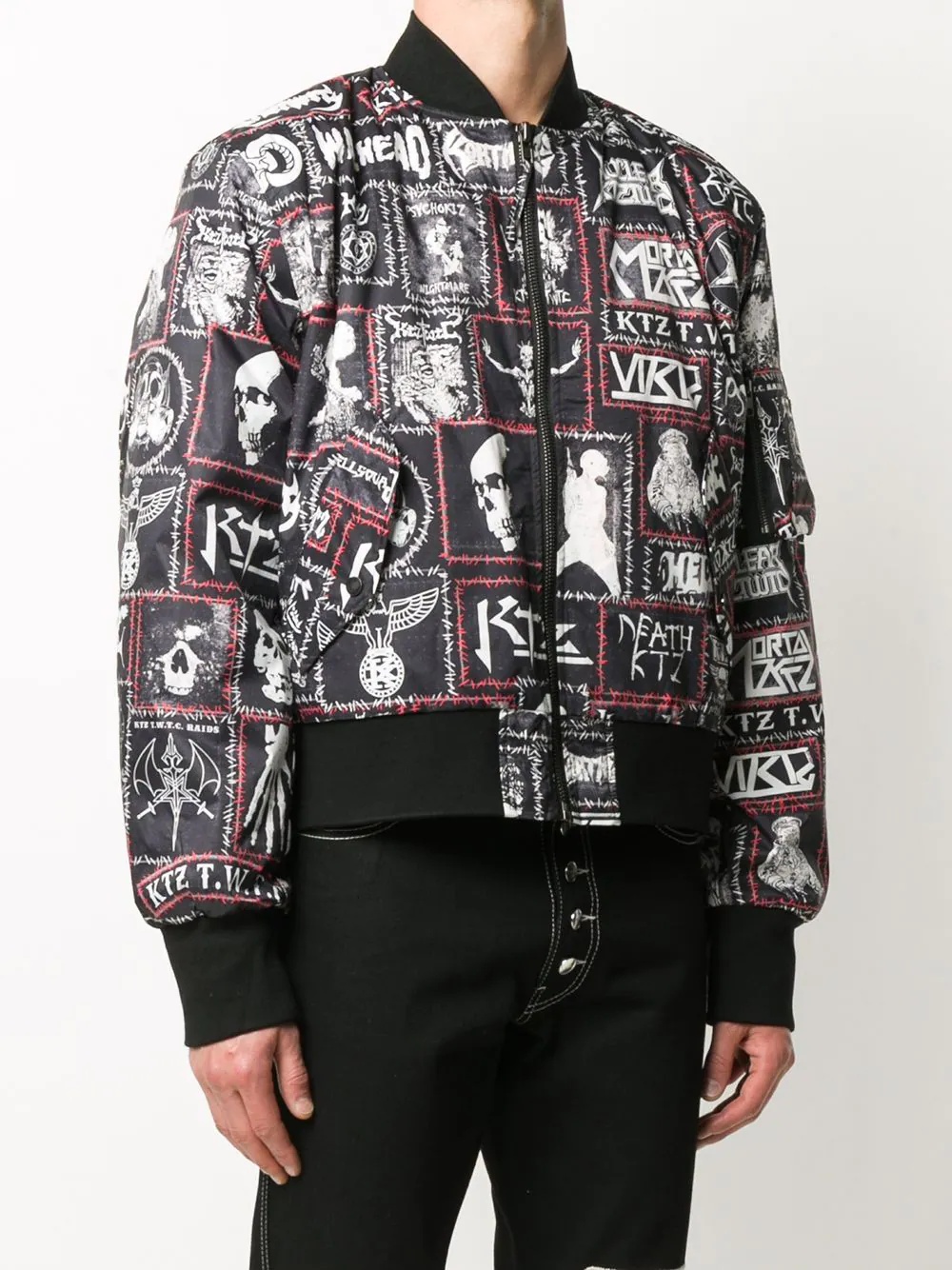 Monster printed patch bomber jacket - 4