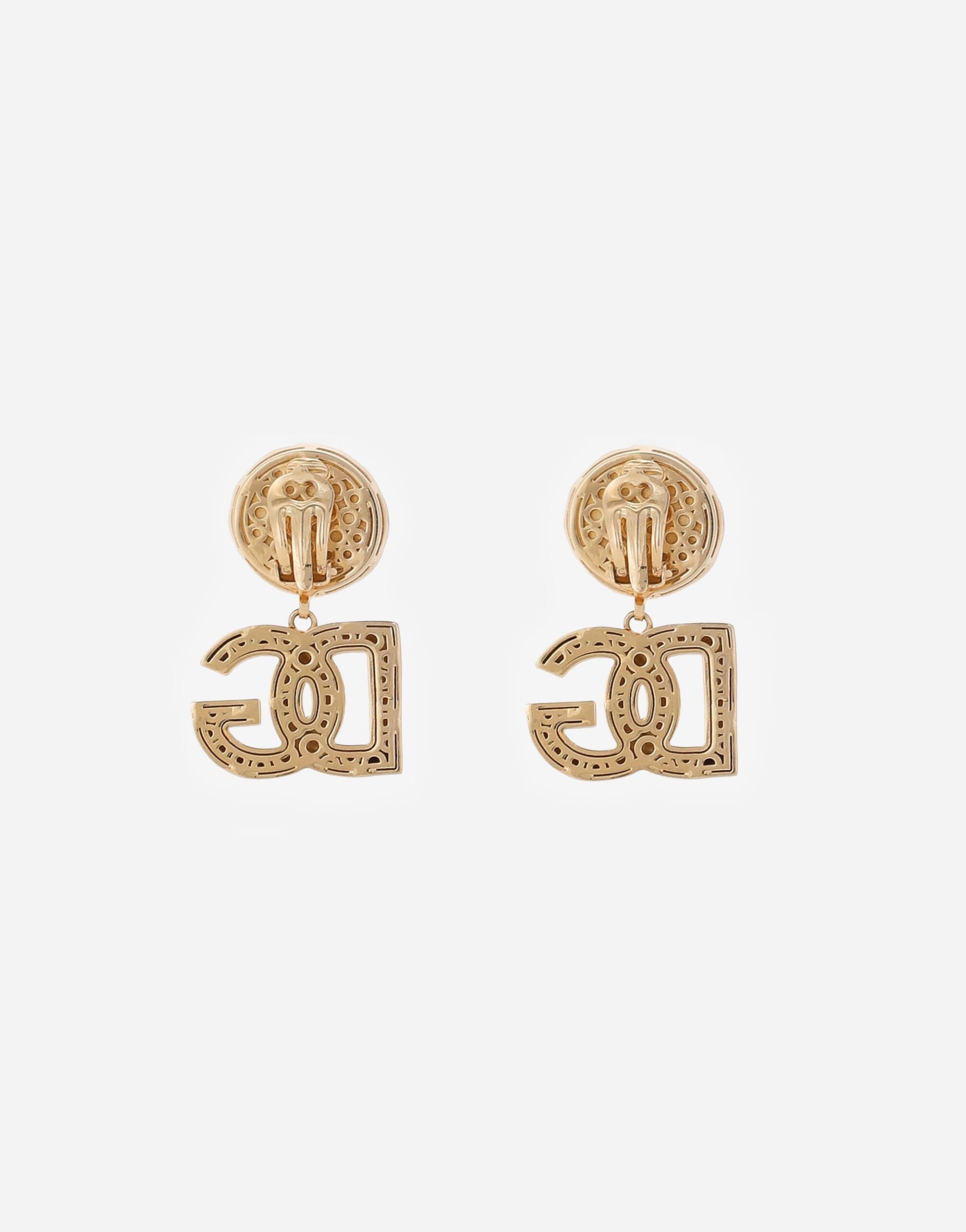 Drop earrings with cabochon details and DG logo - 3
