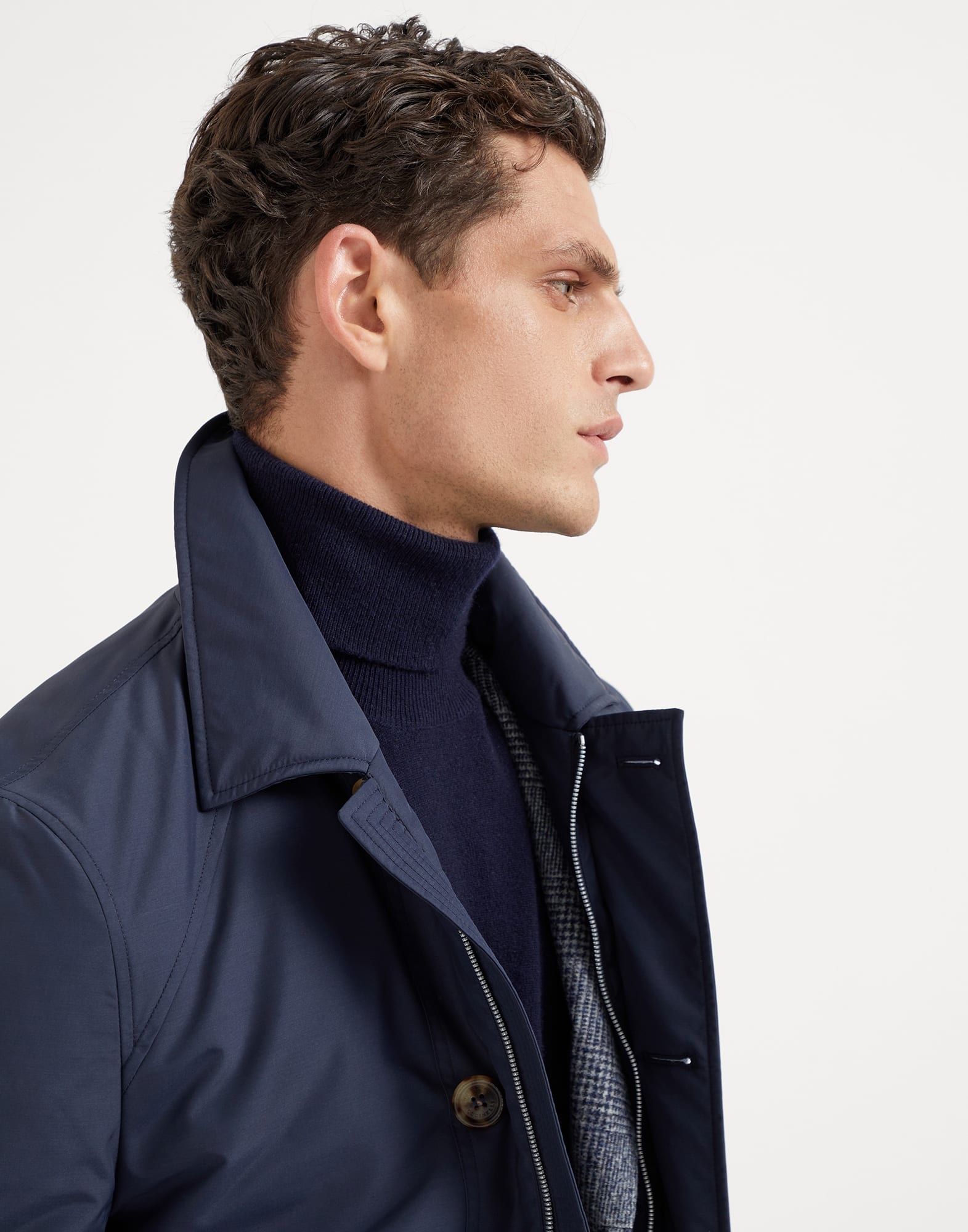 Virgin wool and silk techno poplin outerwear jacket with Thermore® padding - 3