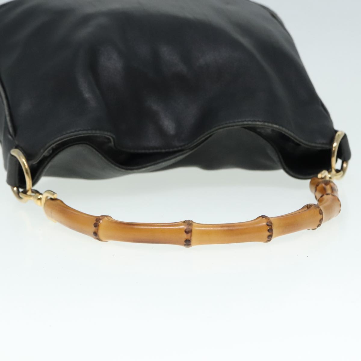 GUCCI Bamboo Hand Bag Leather Black Gold 001 1638 001 1638 - 7