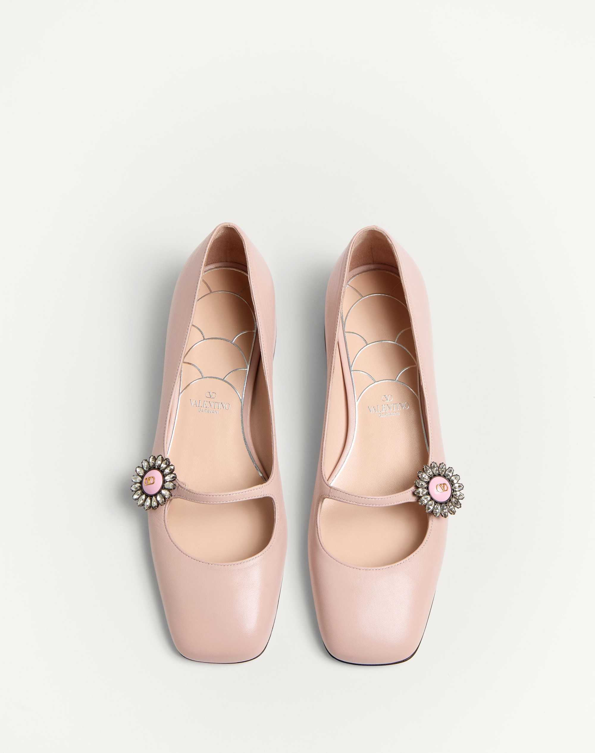 MARY-JANE PRESHOES BALLERINA IN KIDSKIN WITH JEWEL BUTTON 20MM - 4