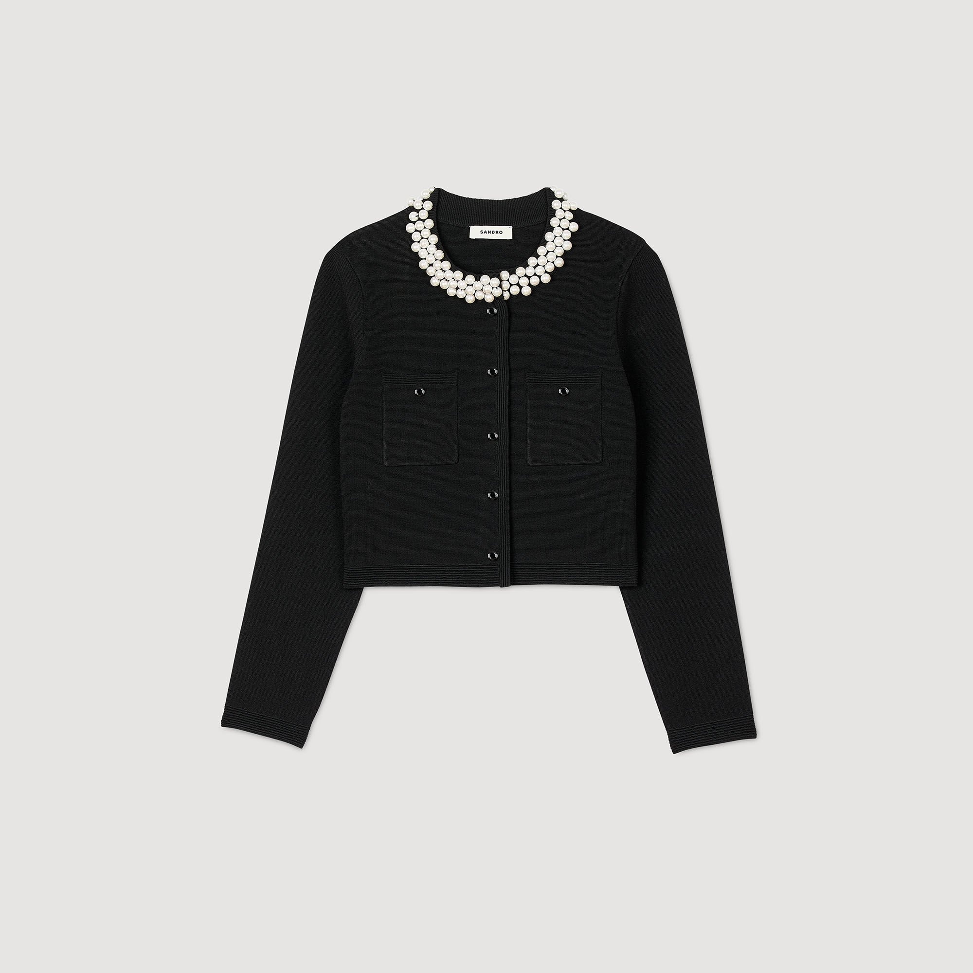CARDIGAN WITH BEADED COLLAR - 6