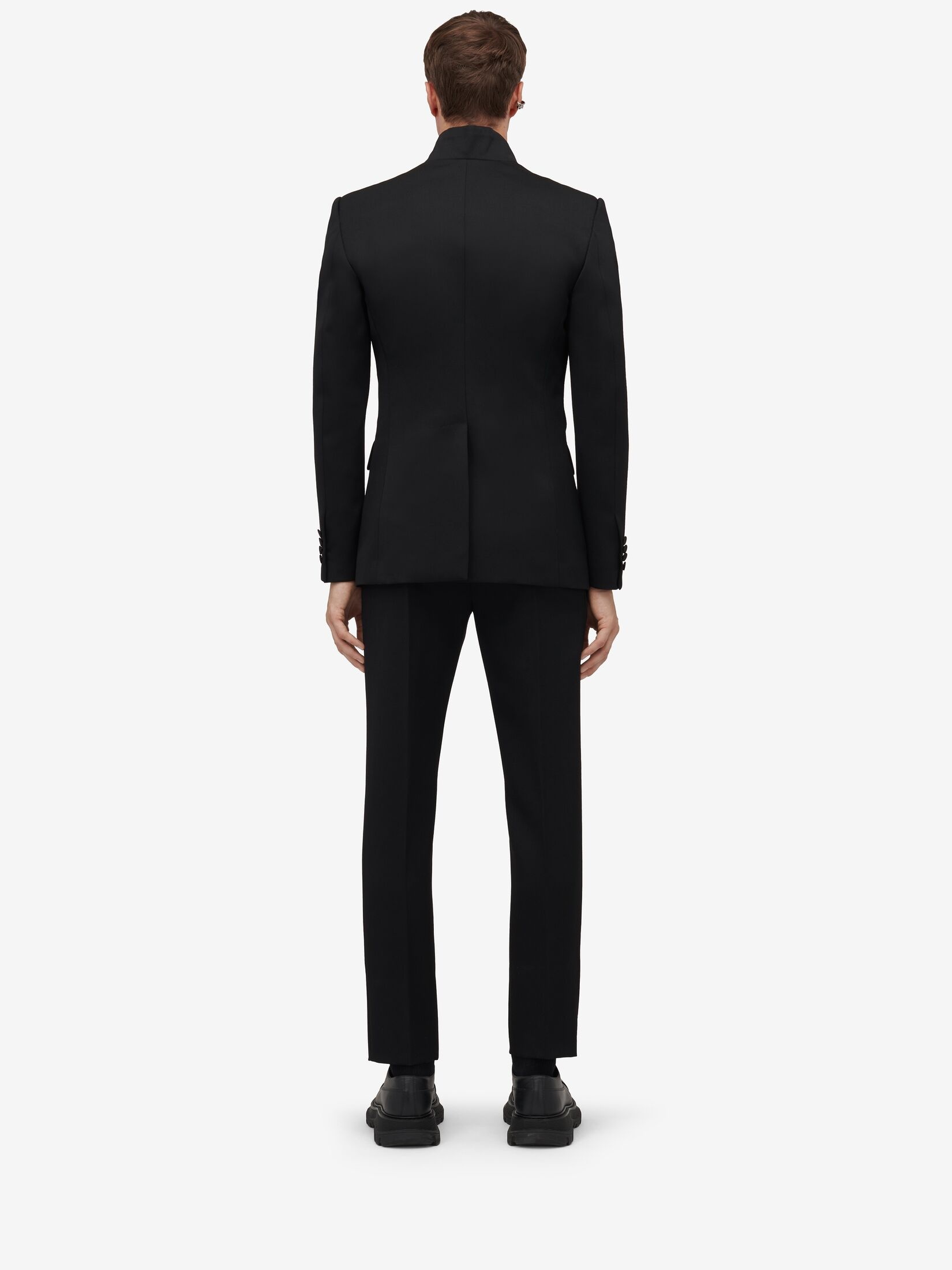 Men's Twisted Lapel Tuxedo Jacket in Black - 4