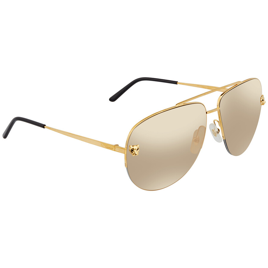 Cartier Panthere de Cartier Gold Mirrored Pilot Ladies Sunglasses CT0065S 009 62 - 2