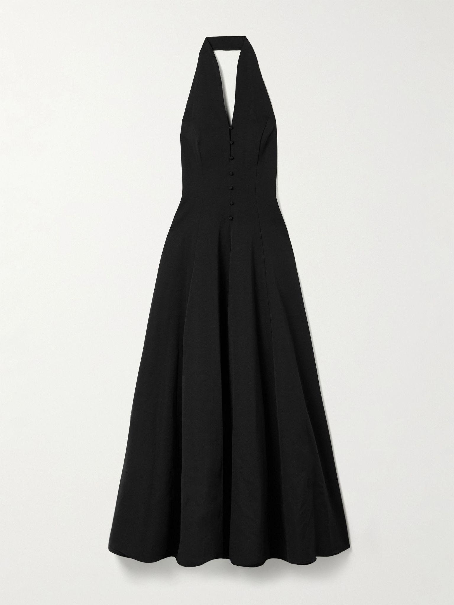 Stella cotton-blend faille halterneck maxi dress Black - 1