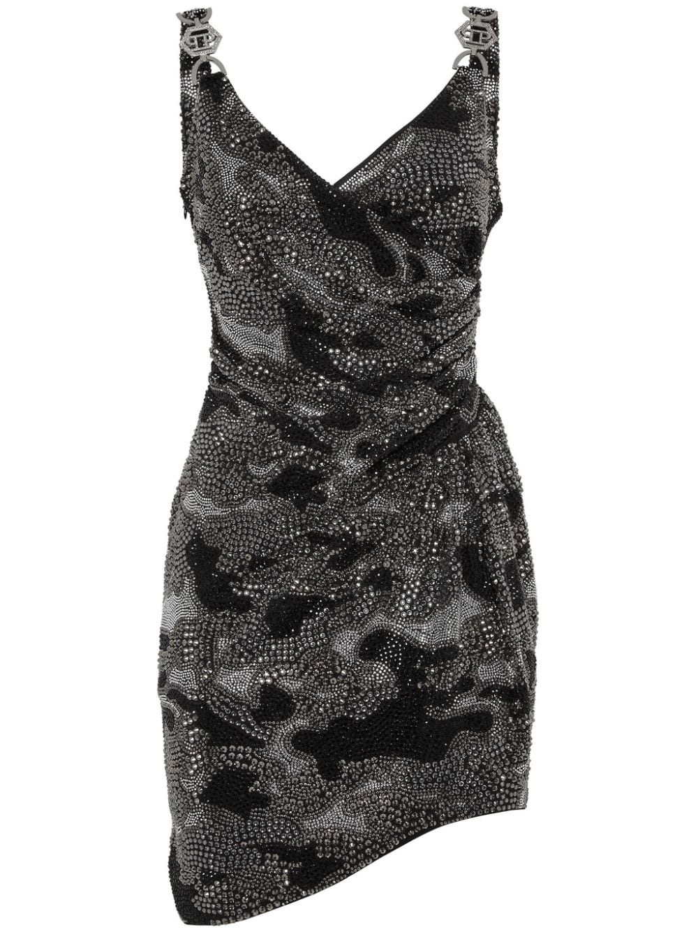 crystal-embellished ruched minidress - 1