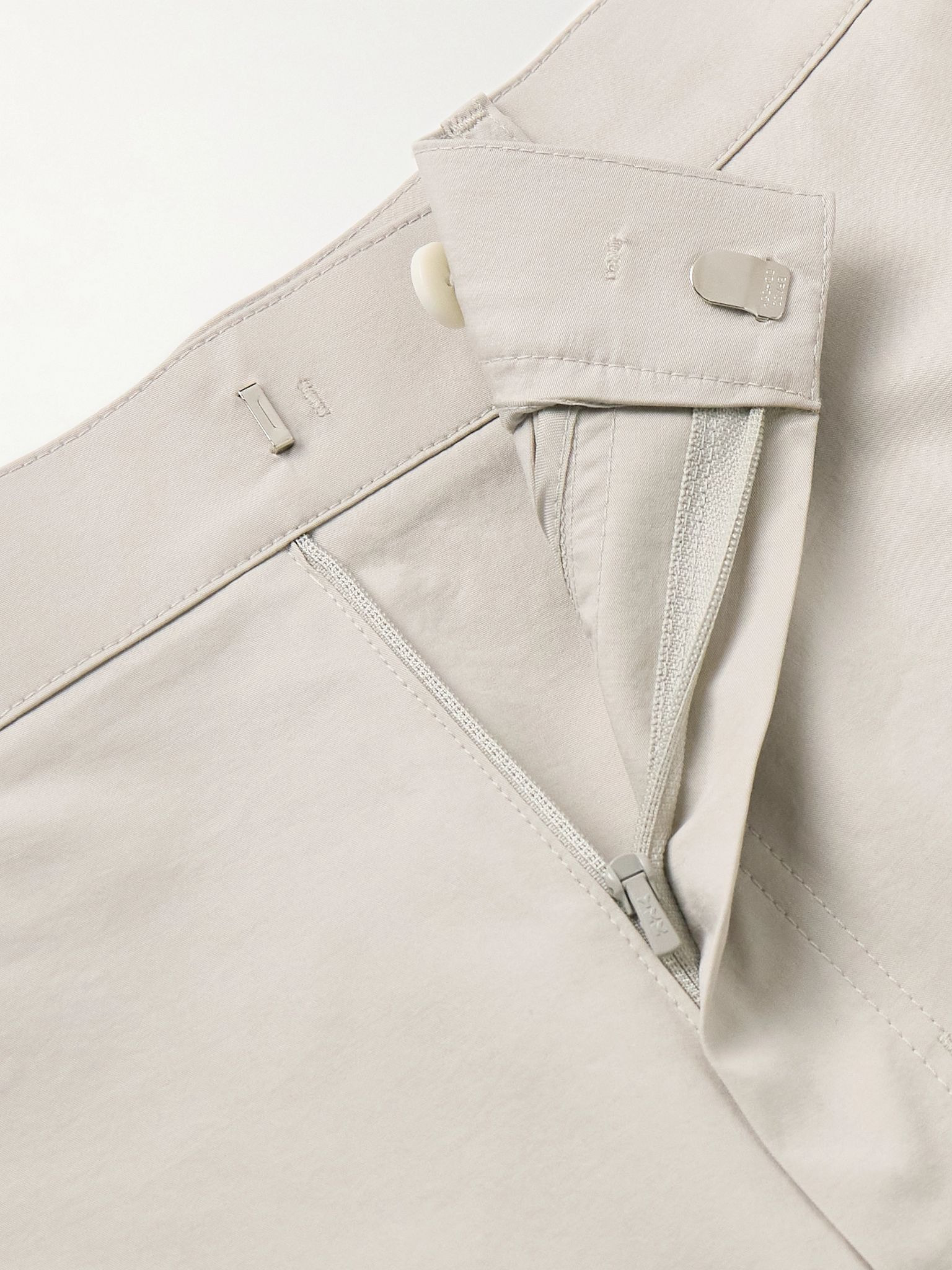Straight-Leg Pleated Cotton-Blend Poplin Trousers Beige - 5