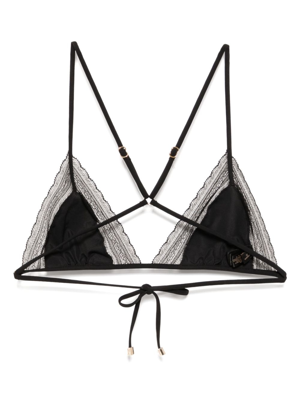 lace inset string bikini top - 2