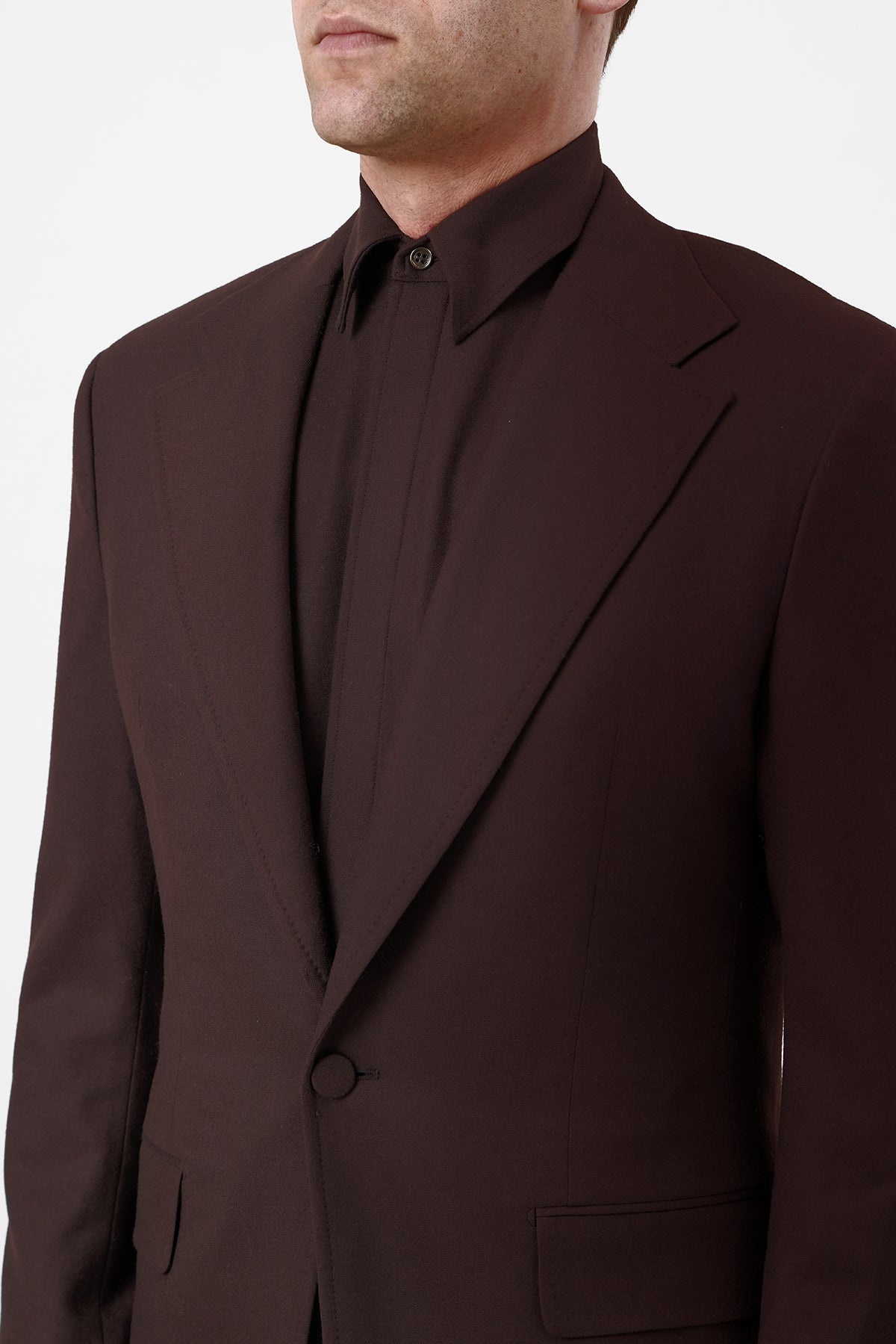 Leiva Blazer in Chocolate Superfine Wool - 5