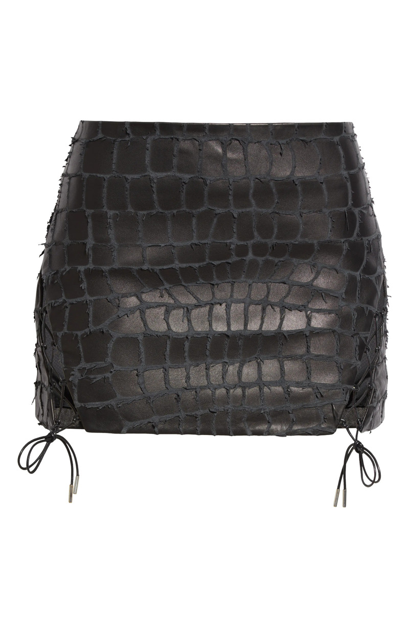 Snake Etched Lambskin Miniskirt 6
