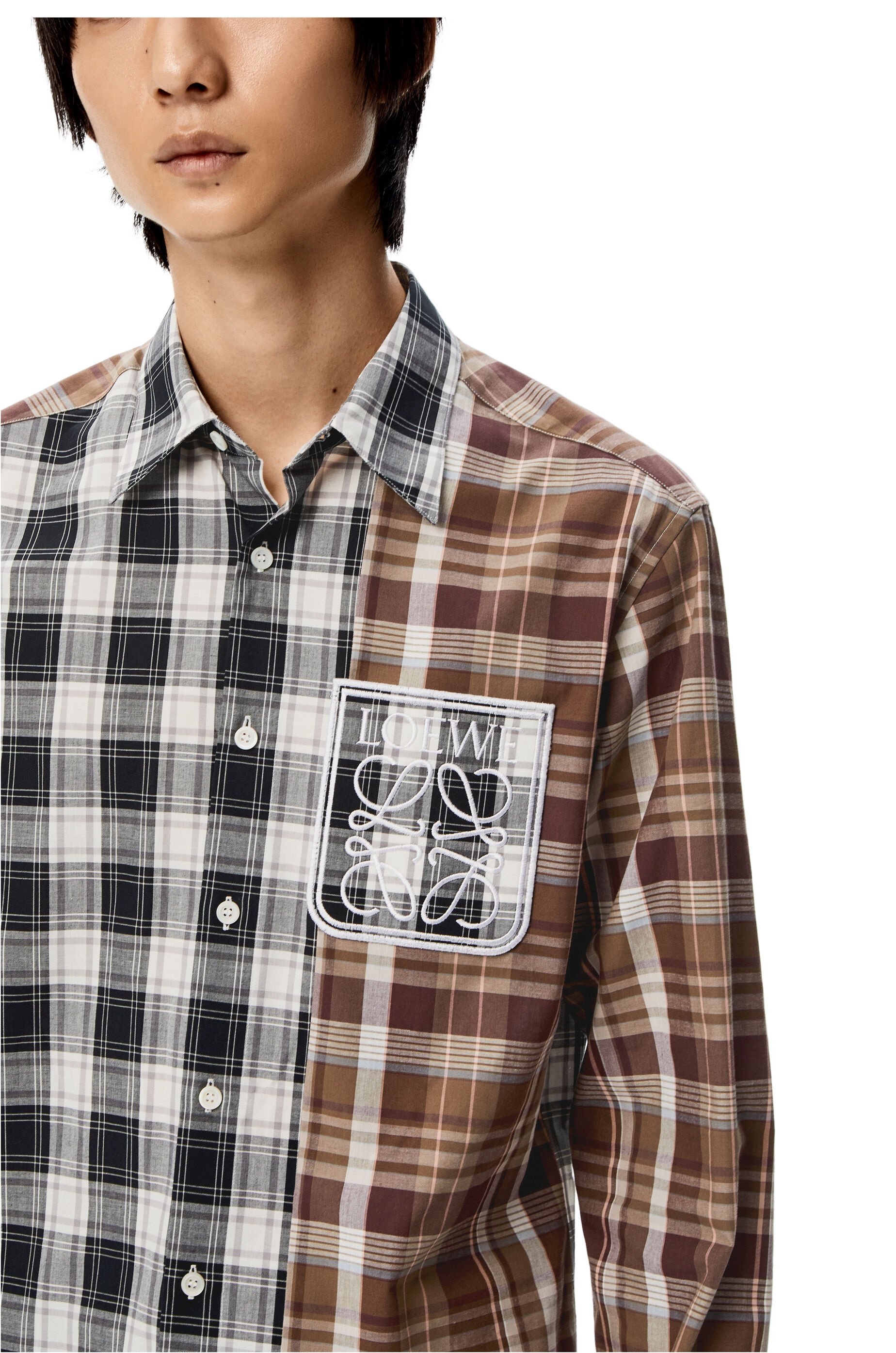 Patchwork check shirt in cotton - 5