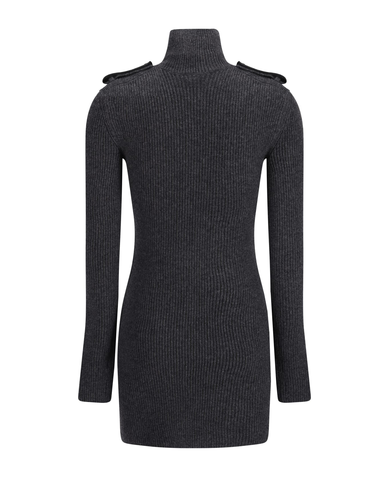 Ribbed Knit Mini Dress In Melange Grey - 2
