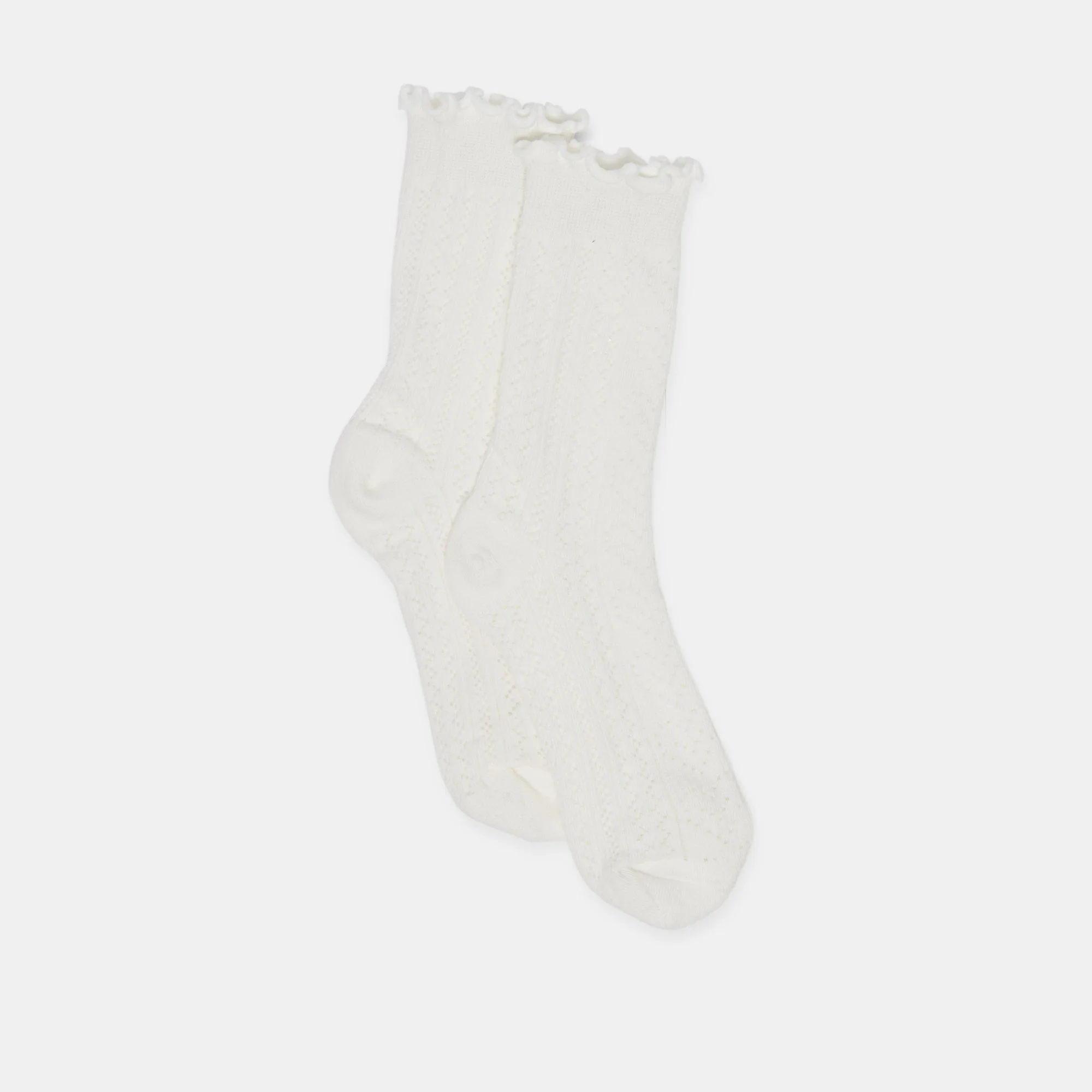 POINTELLE SOCKS WHITE - 1