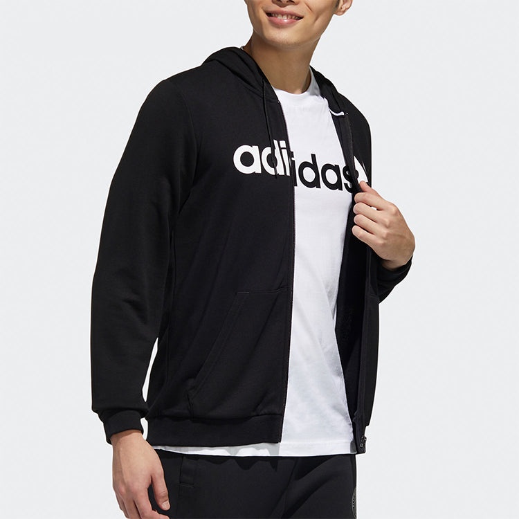 adidas neo Alphabet Printing Casual Sports Zipper Black GJ8927 - 6