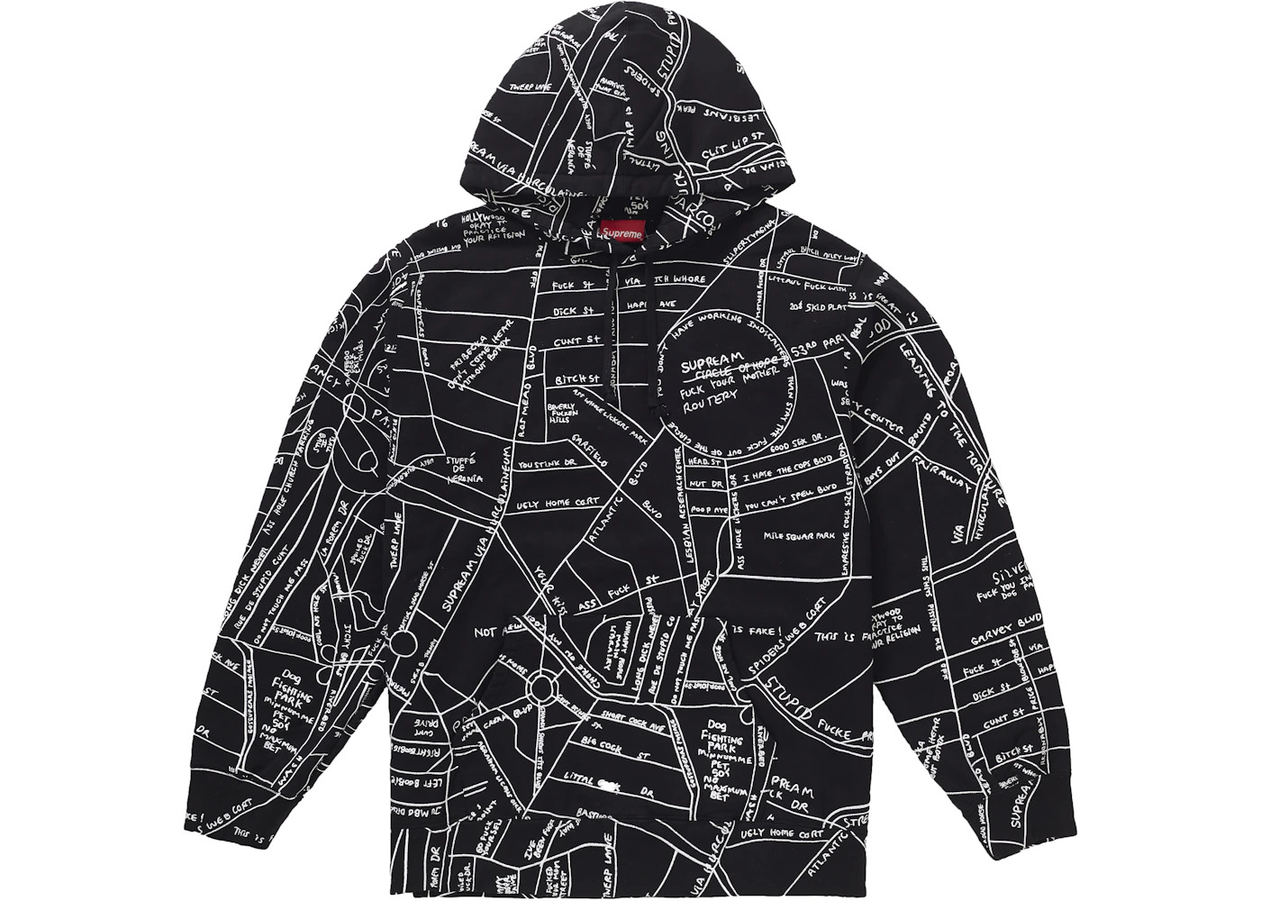 Supreme Gonz Embroidered Map Hooded Sweatshirt Black - 1