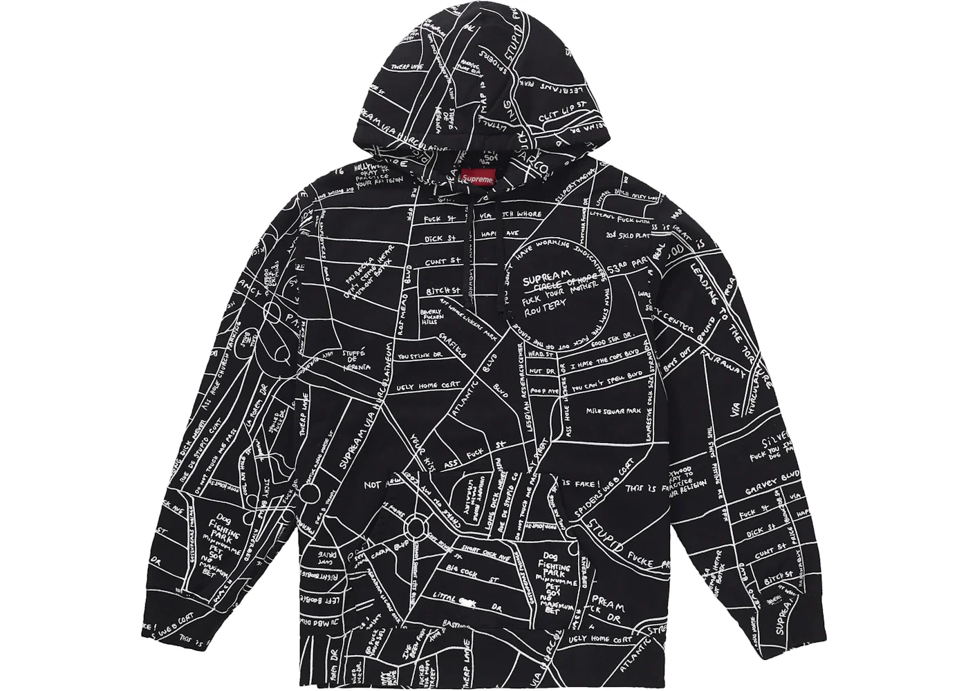 Supreme Gonz Embroidered Map Hooded Sweatshirt Black - 1