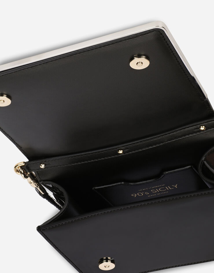 Patent leather 90s Sicily clutch with branded plate - 5