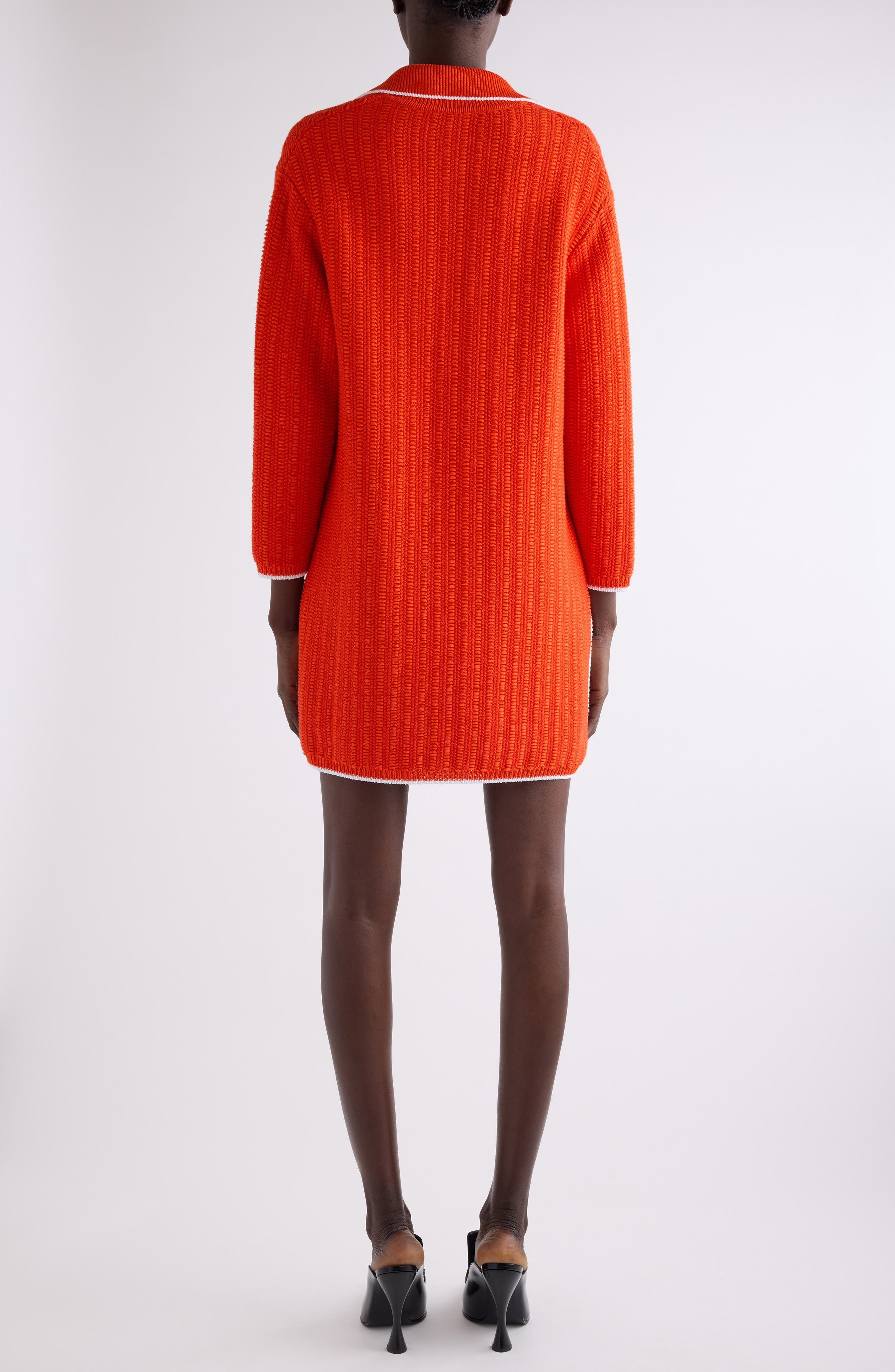 Givenchy Rib Polo Sweater Minidress in Orange at Nordstrom - 3