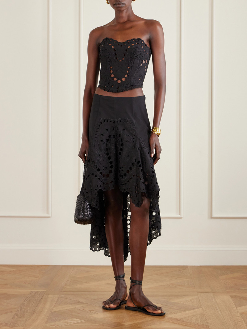 Charo Ruiz Finn Broderie Anglaise Cotton-blend Midi Skirt outlook