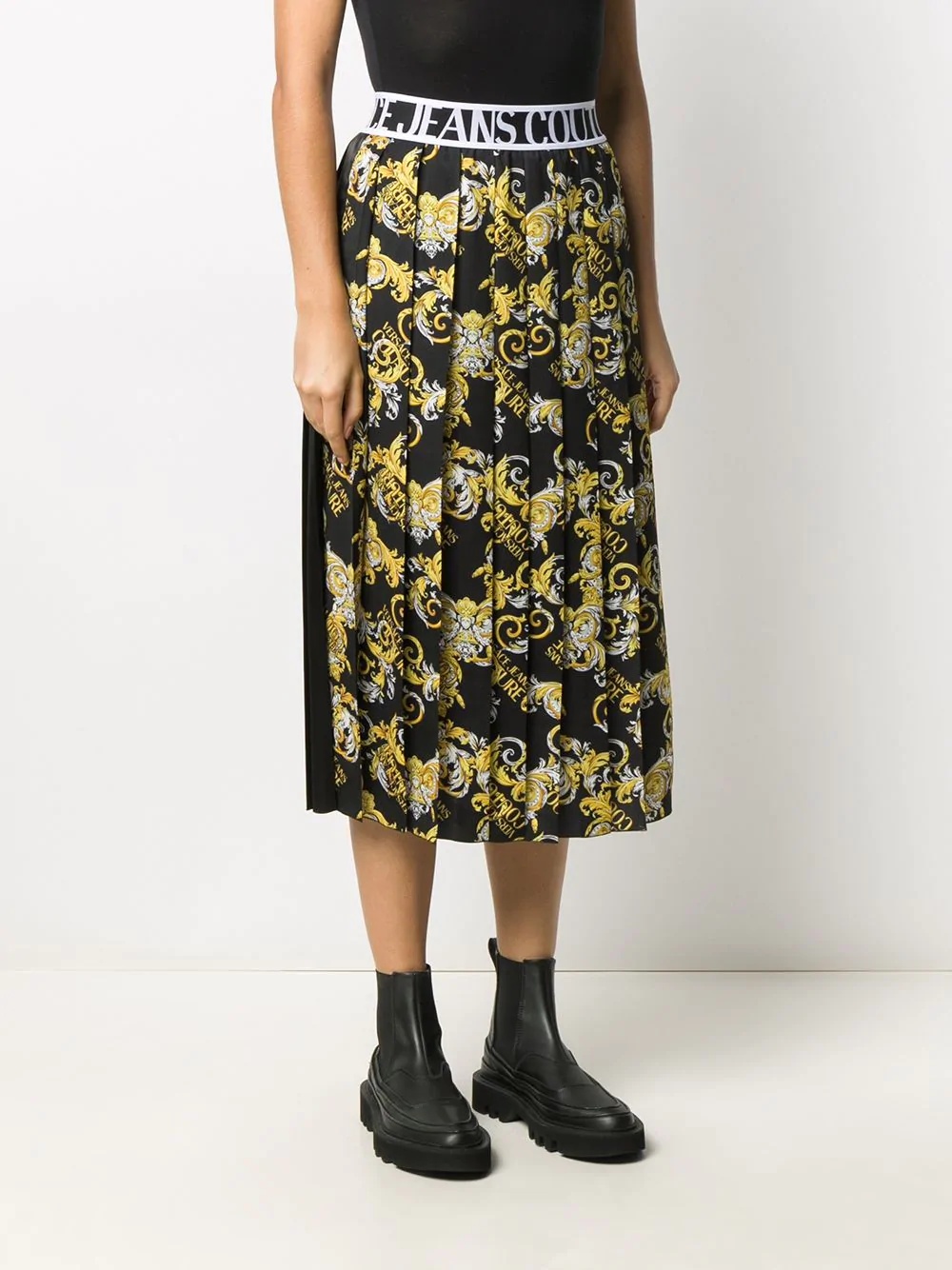 logo baroque print skirt - 3