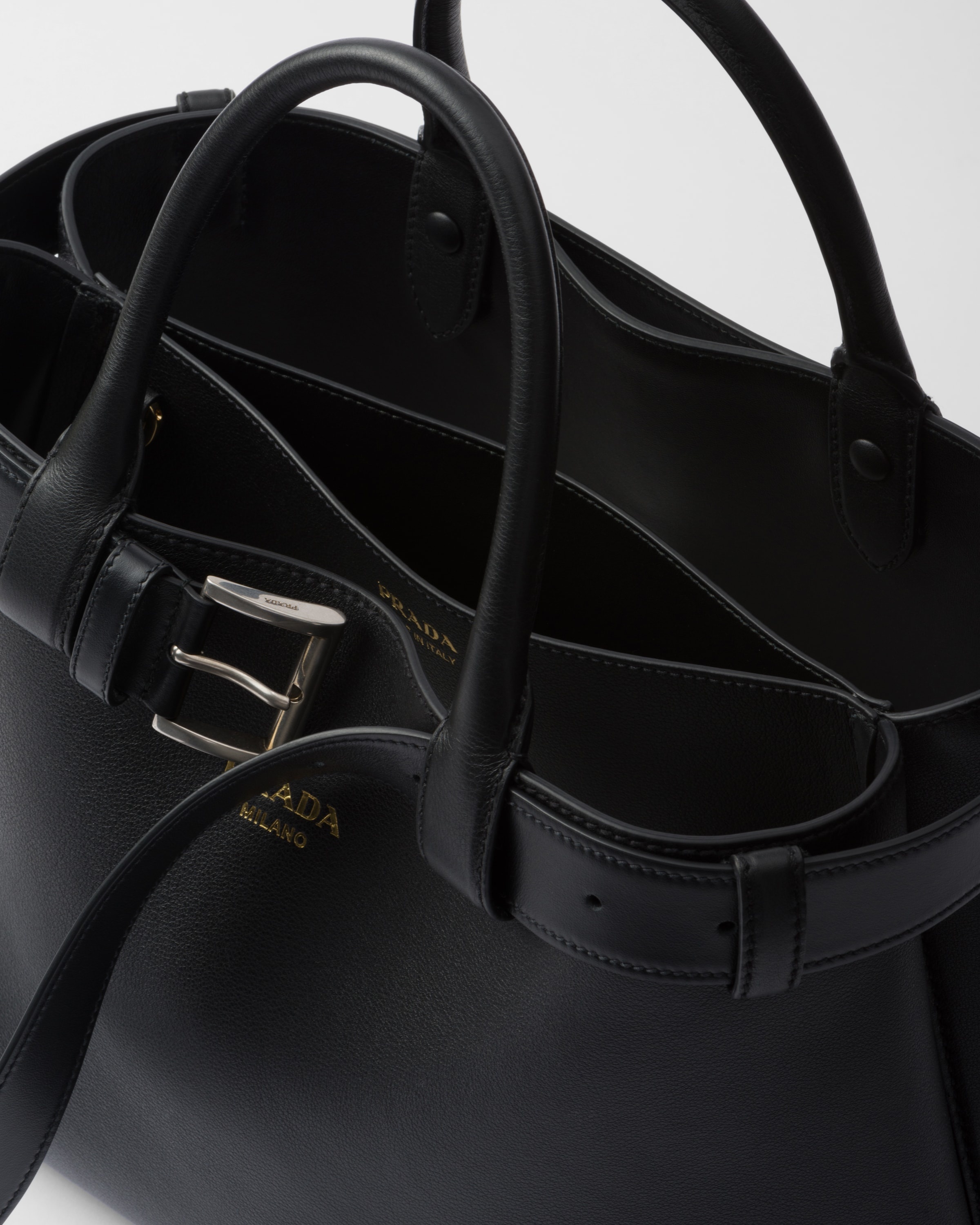 Prada Buckle medium leather handbag with belt - 4