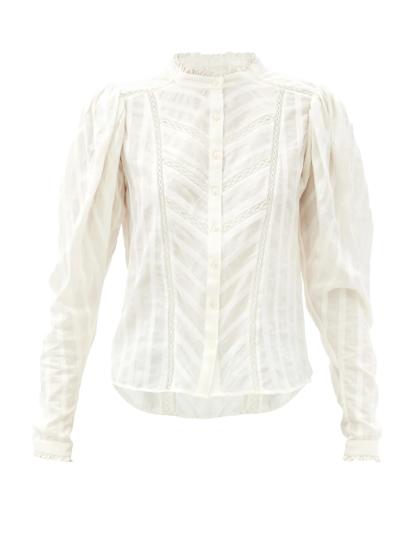 Reafi lace-trimmed cotton-gauze blouse - 1