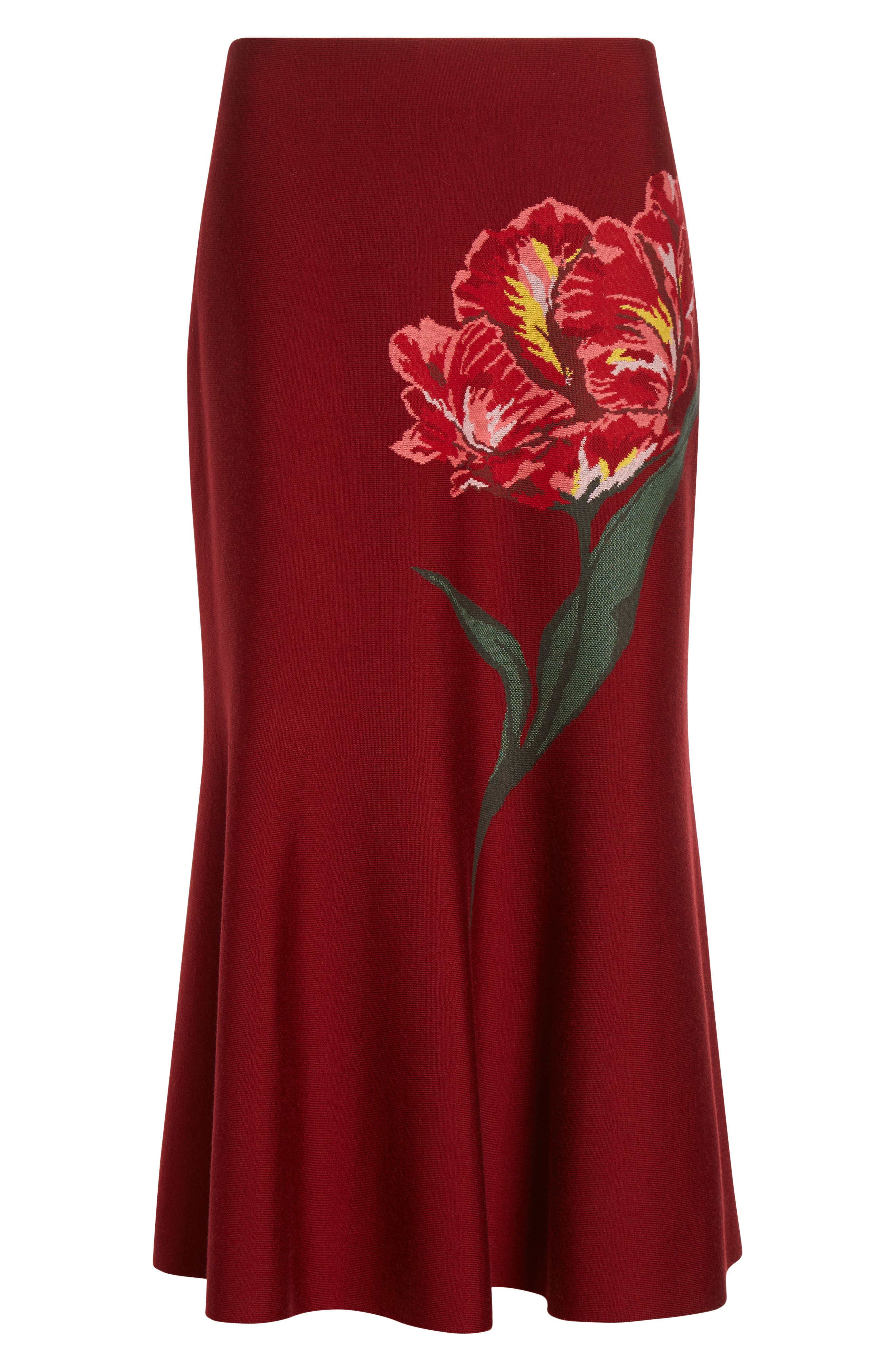 Carolina Herrera Floral Jacquard Flared Skirt in Garnet Multi at Nordstrom - 5