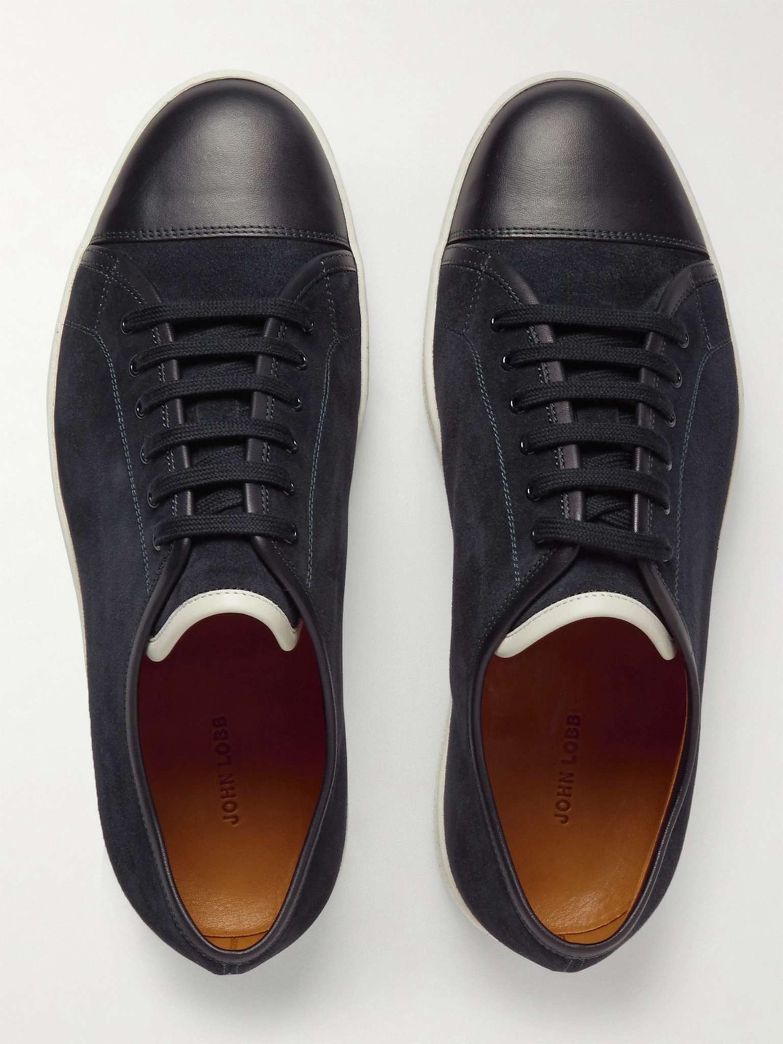 Levah Cap-Toe Brushed-Leather Sneakers - 8