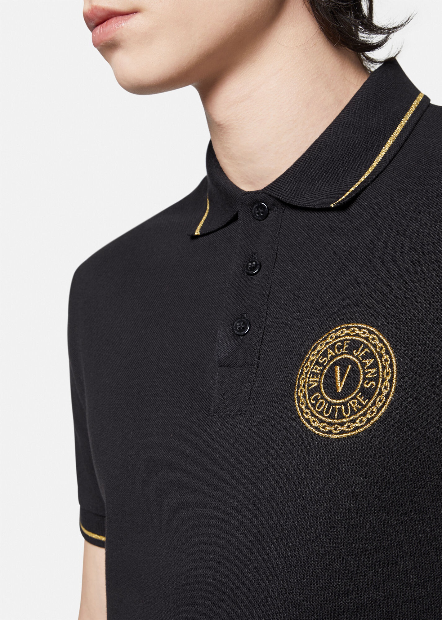 V-Emblem Motif Polo Shirt - 5