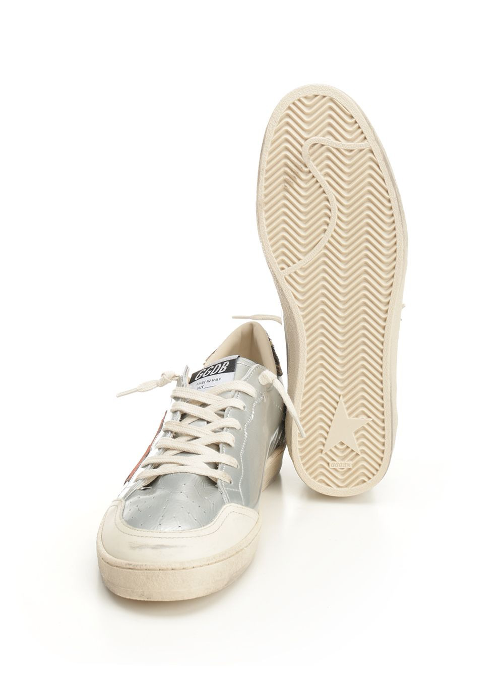 Ballstar Suede Leather Upper Toe And Spur Suede Star Horsy Heel Sneakers Silver - 5