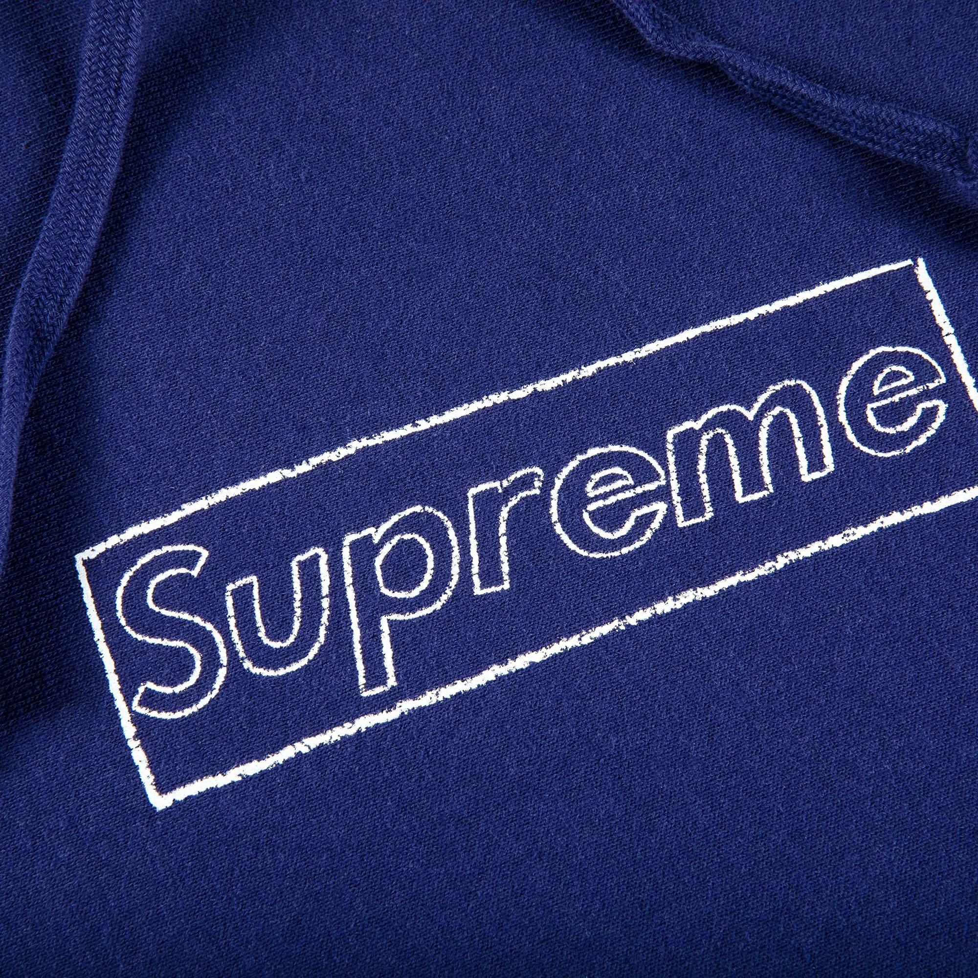 Supreme Supreme x KAWS Chalk Logo Hooded Sweatshirt 'Washed Navy' |  REVERSIBLE