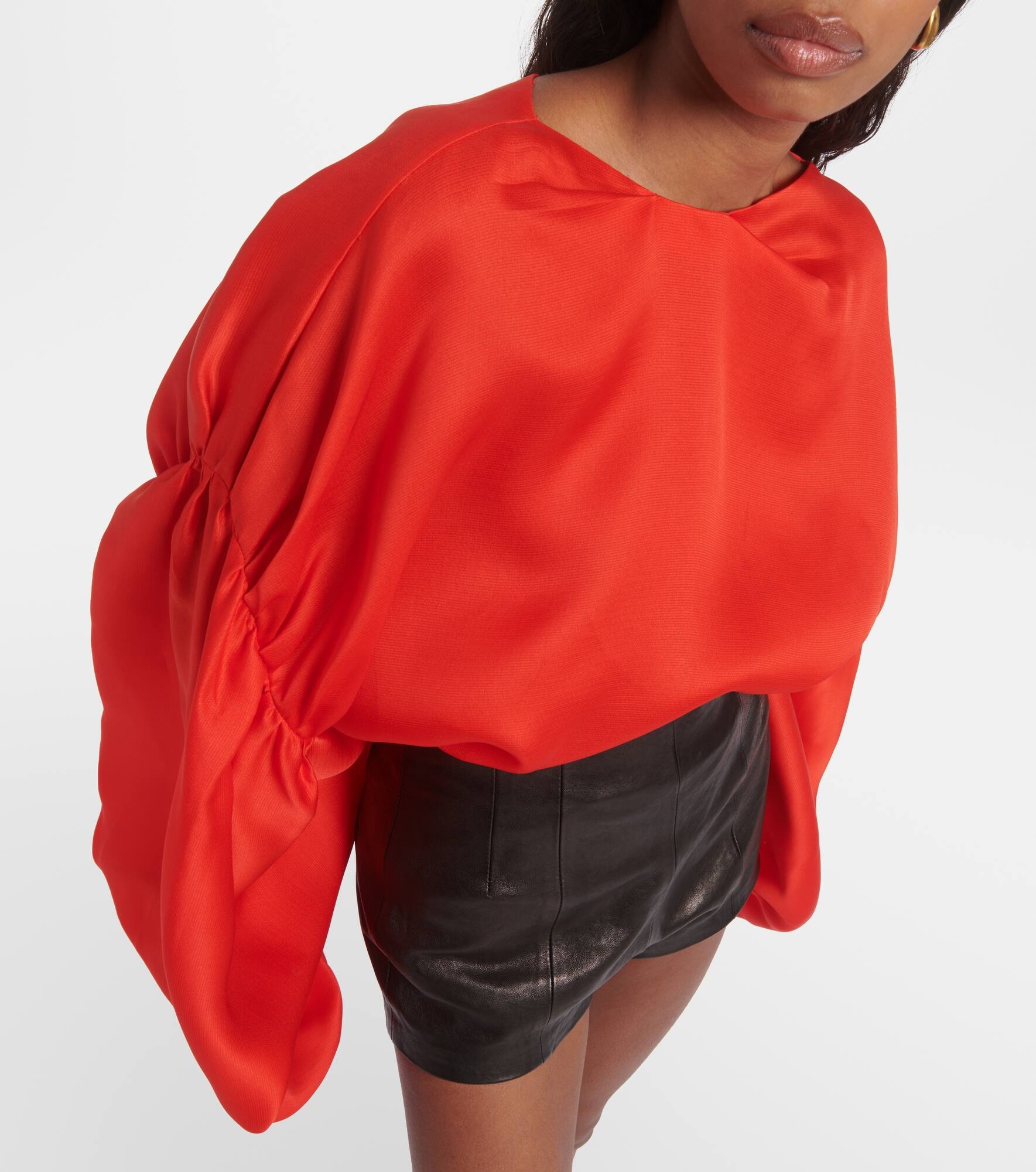 Quico puff-sleeve silk gazar top - 4