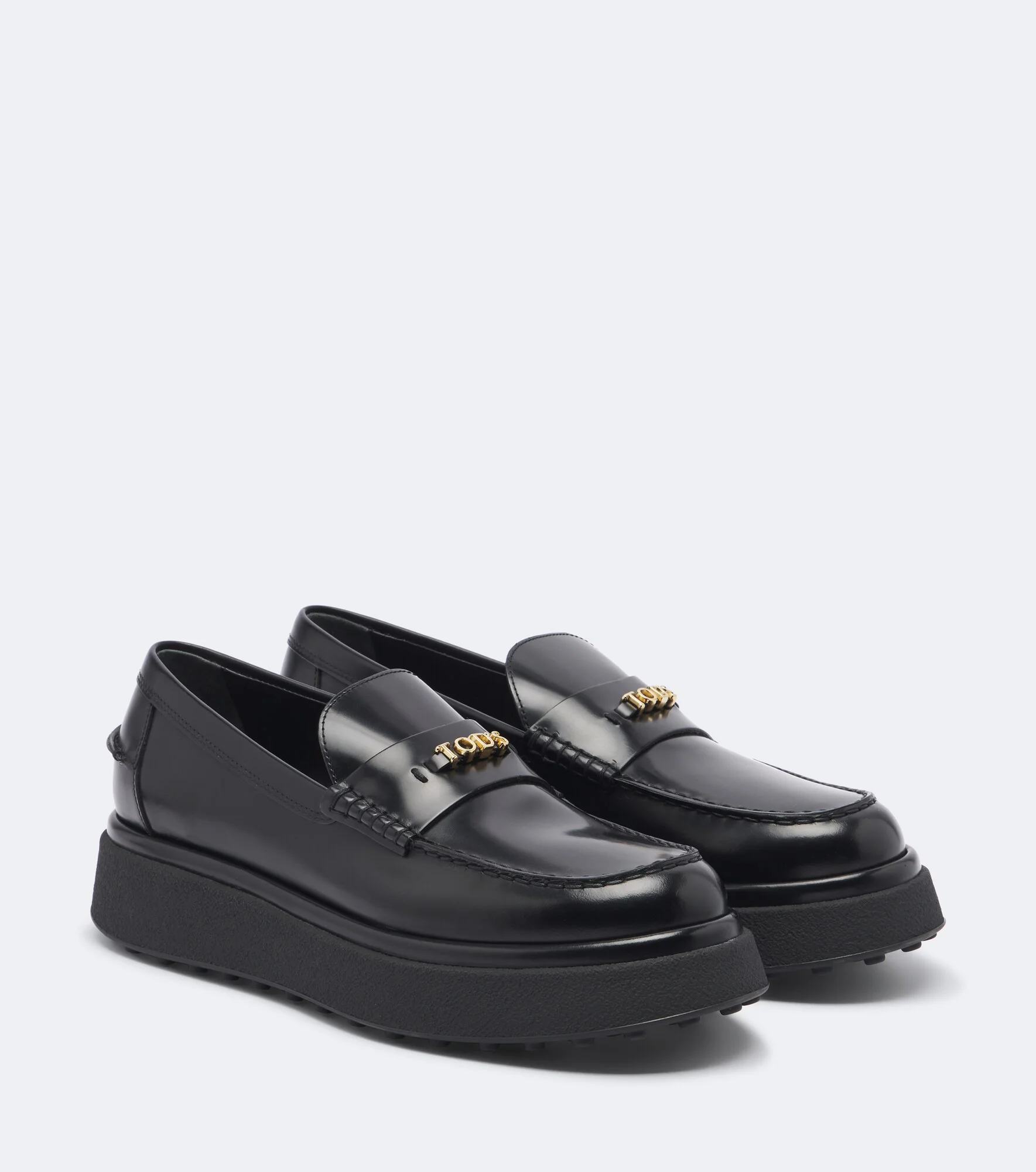 Leather platform loafers - 1