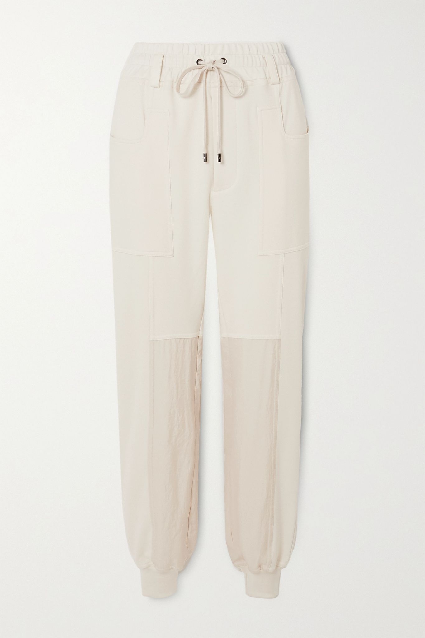 Paneled silk and cotton-blend jersey track pants - 1