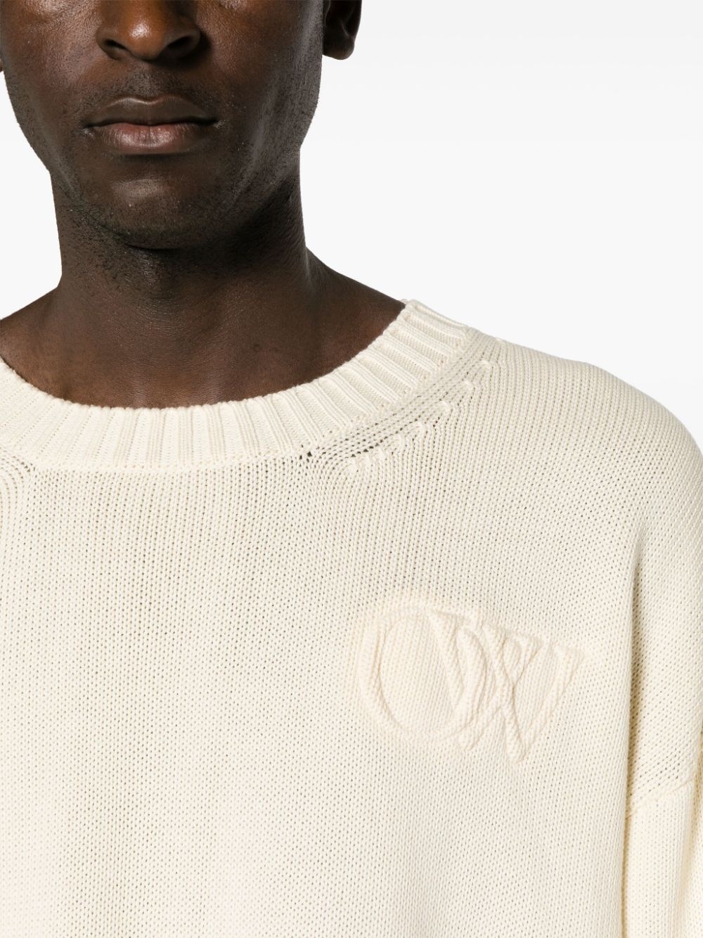 crew-neck diagonal-stripe jumper - 5