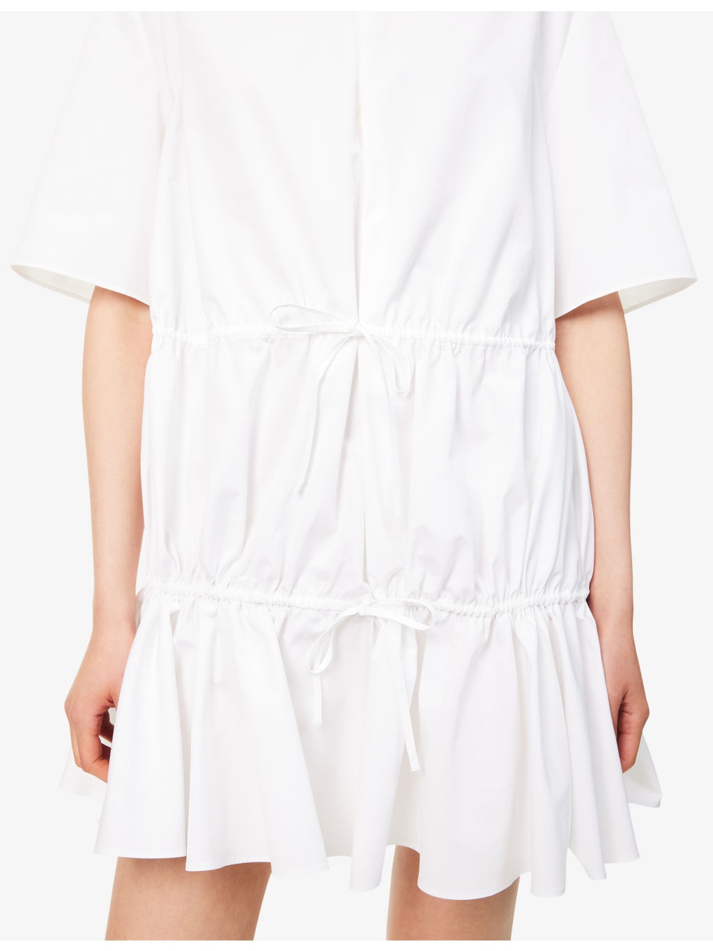 Ruffled Short-Sleeves Cotton Mini Dress - 5