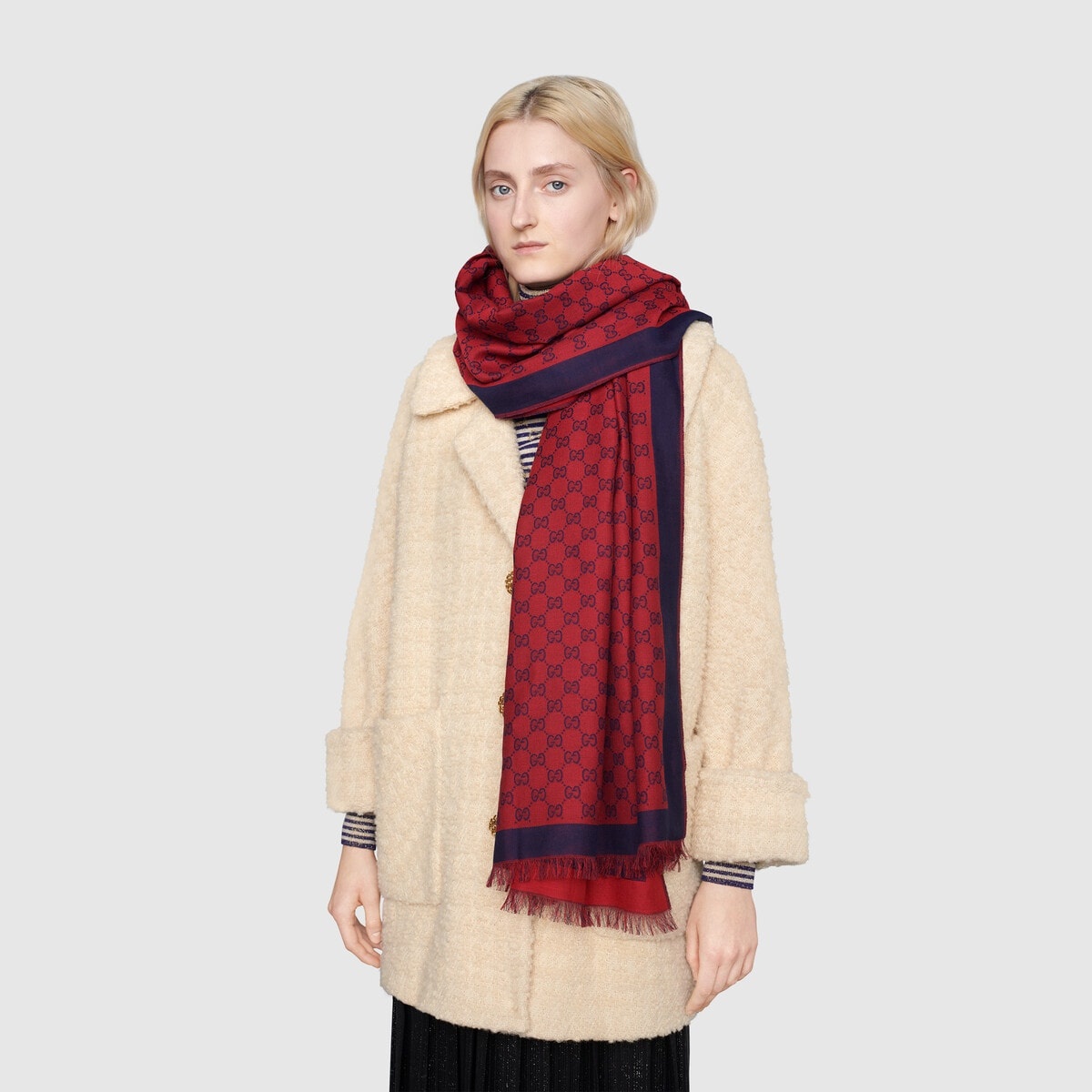 GG jacquard cotton stole - 3