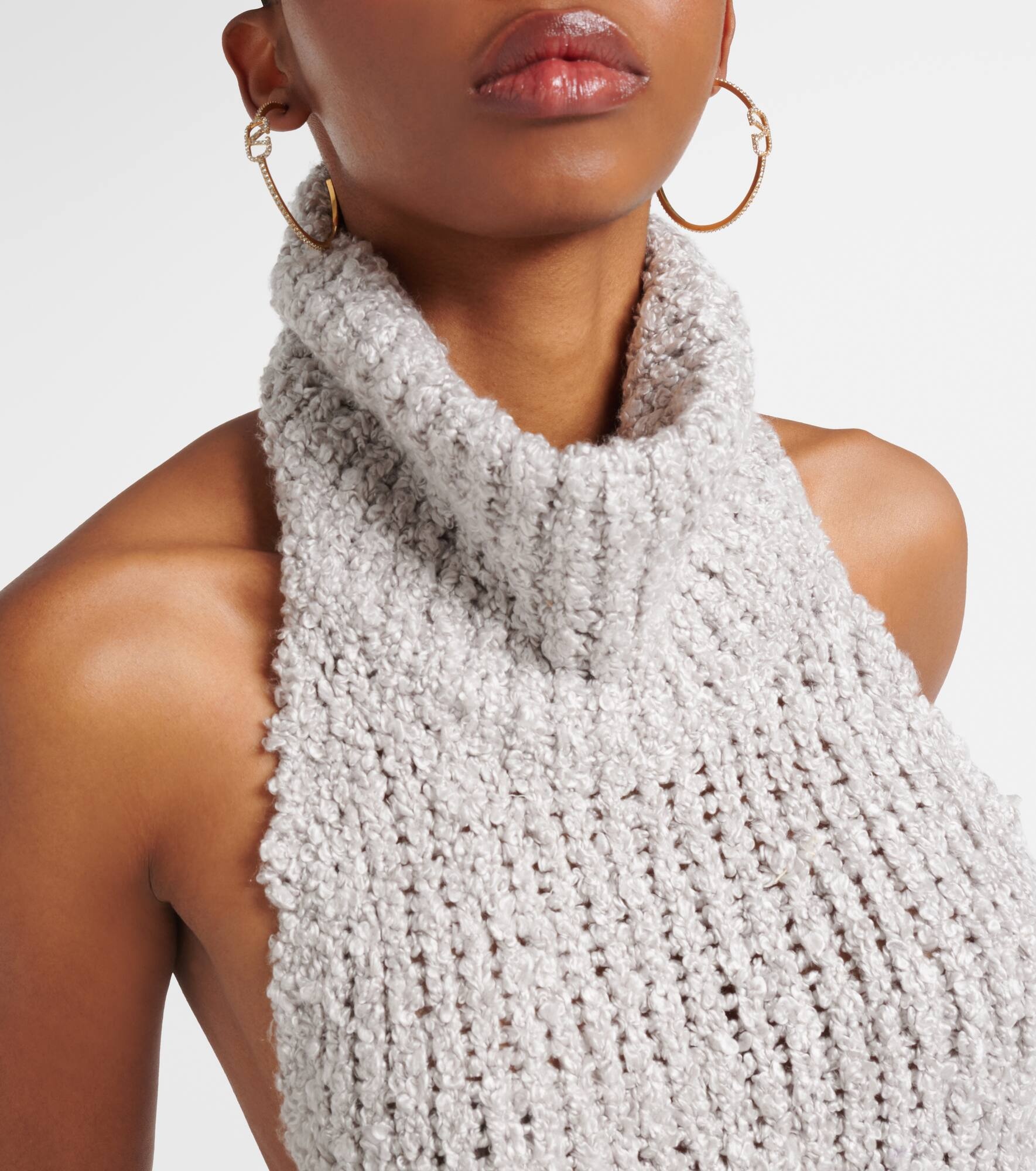 Turtleneck silk bouclé maxi dress - 4