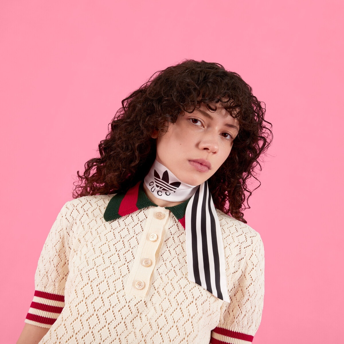 adidas x Gucci striped silk neck bow - 3