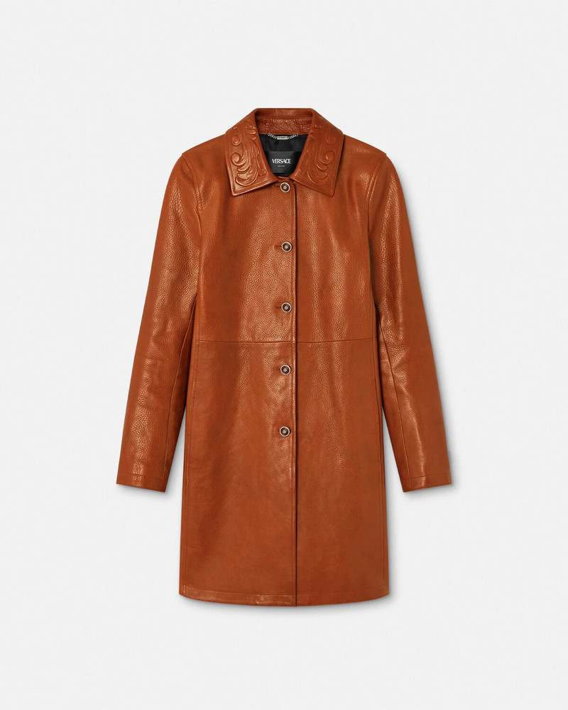 Barocco A-Line Leather Coat 1