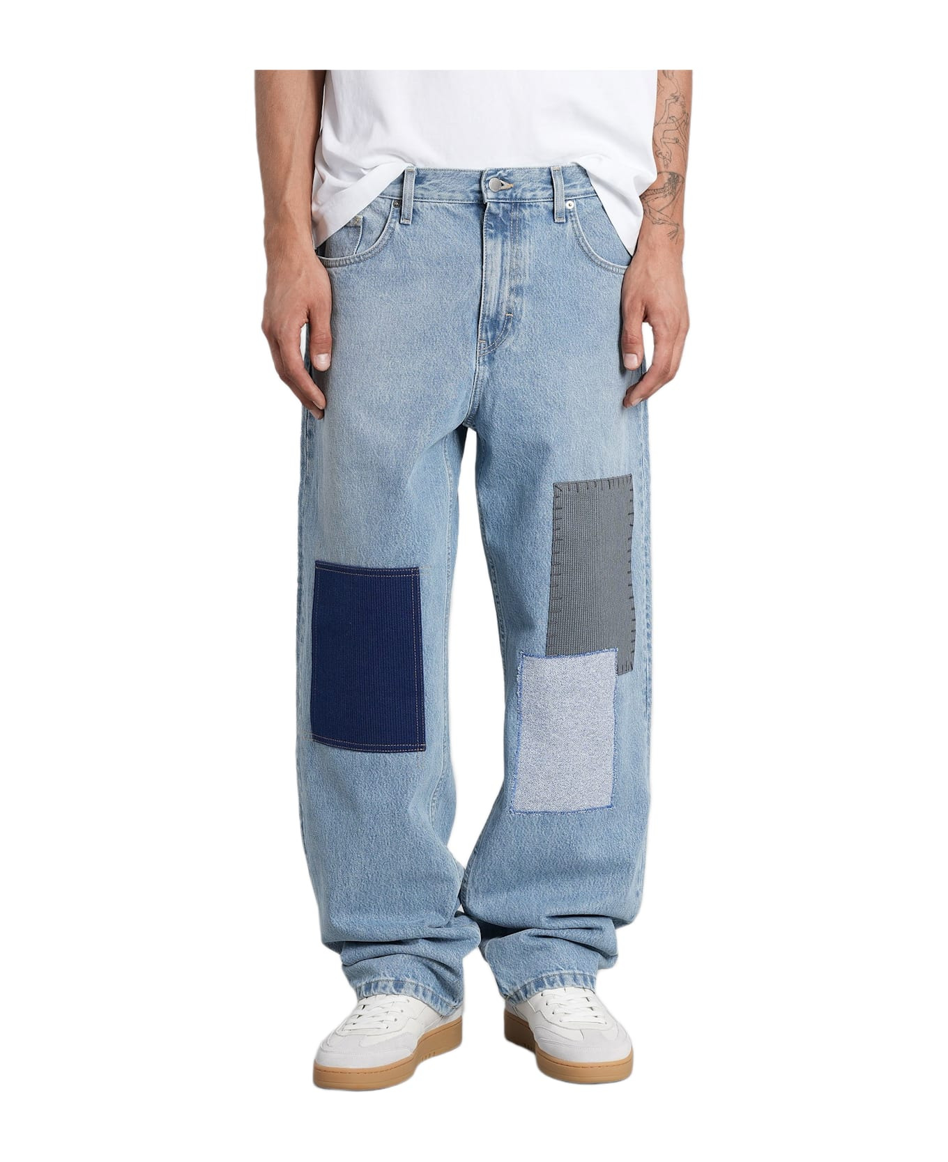 Zine Embroidered Jeans In Cyan Denim - 1