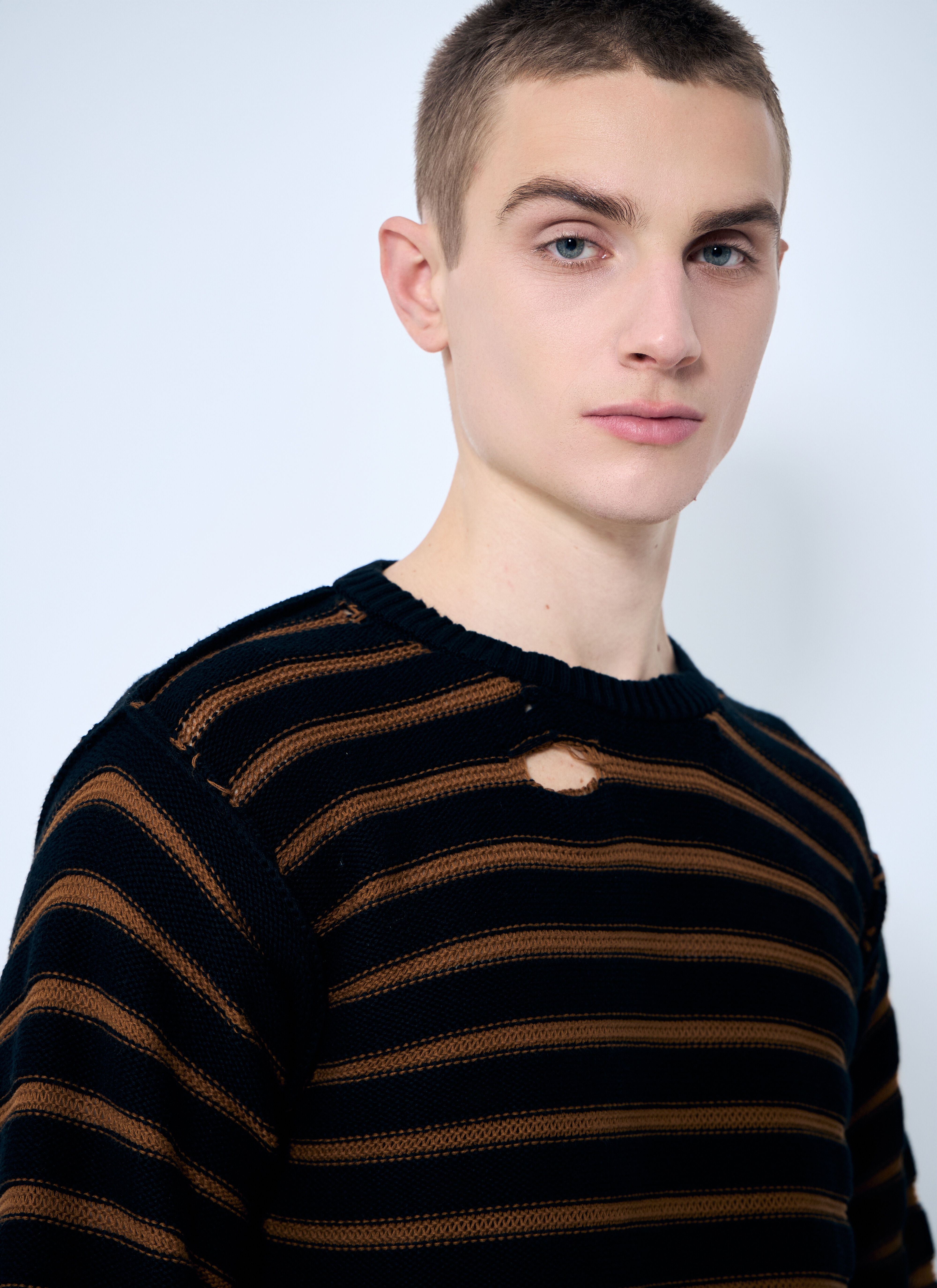 Striped Distressed Sweater - 5