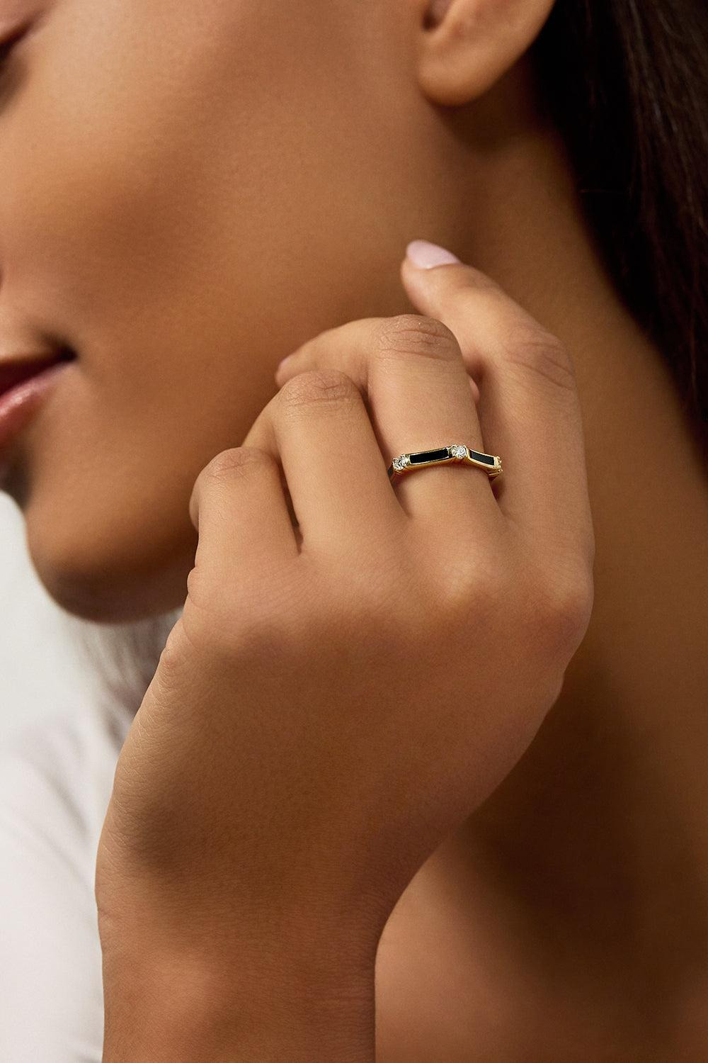 Black Honey Diamond Station Ring - 2