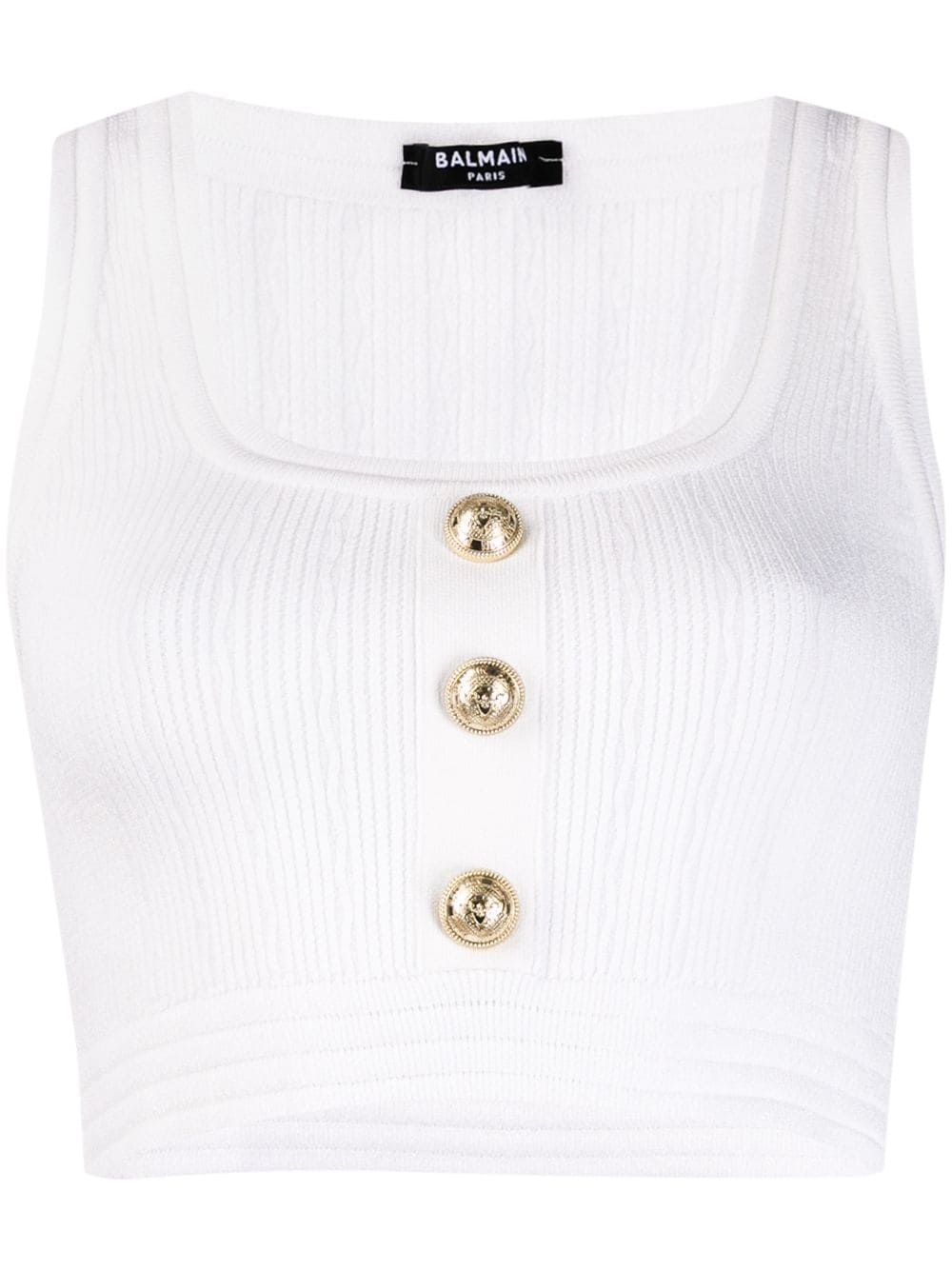 ribbed sleeveless crop top - 1