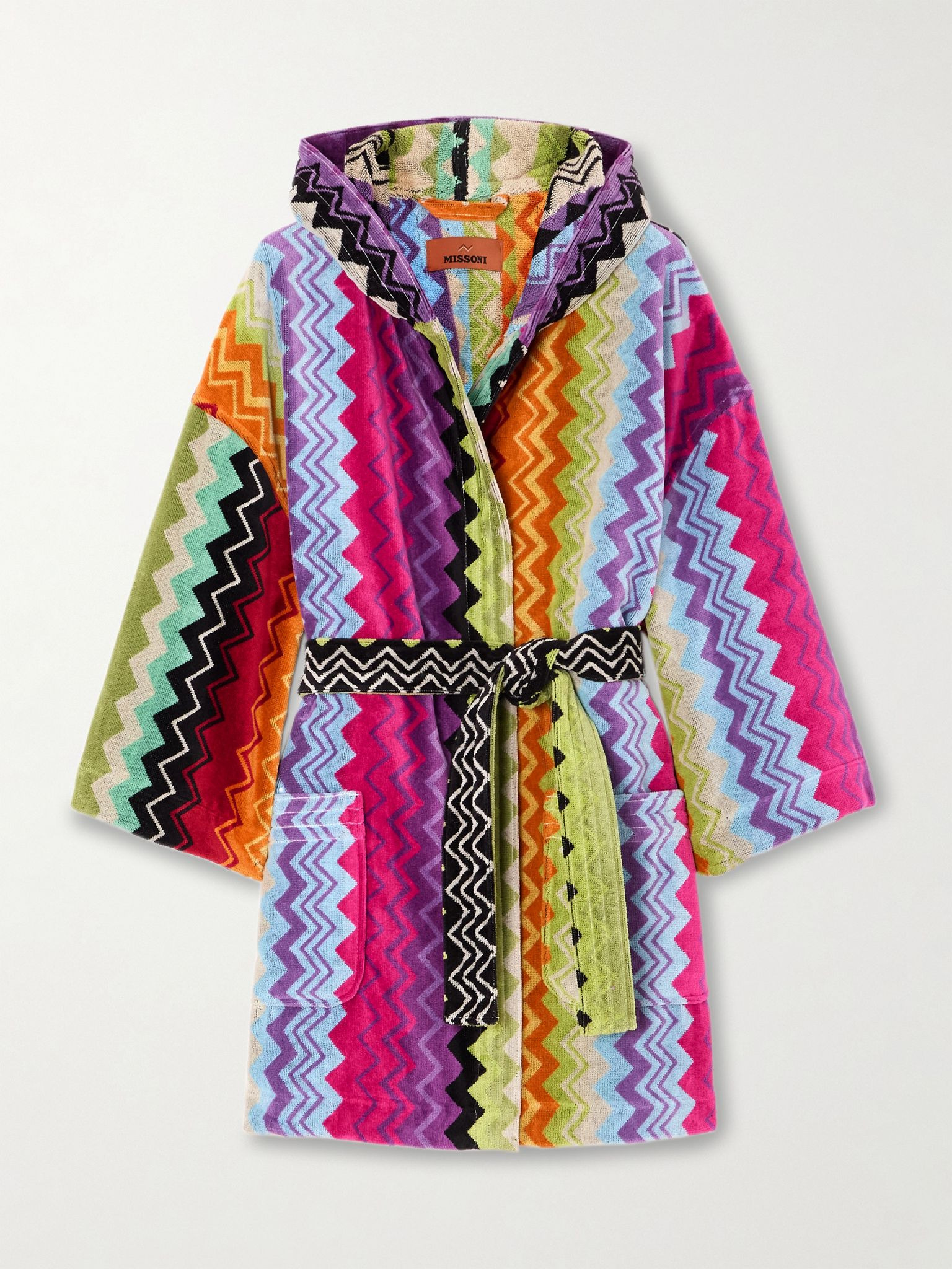 Giacomo hooded belted striped cotton-terry robe Multi - 1