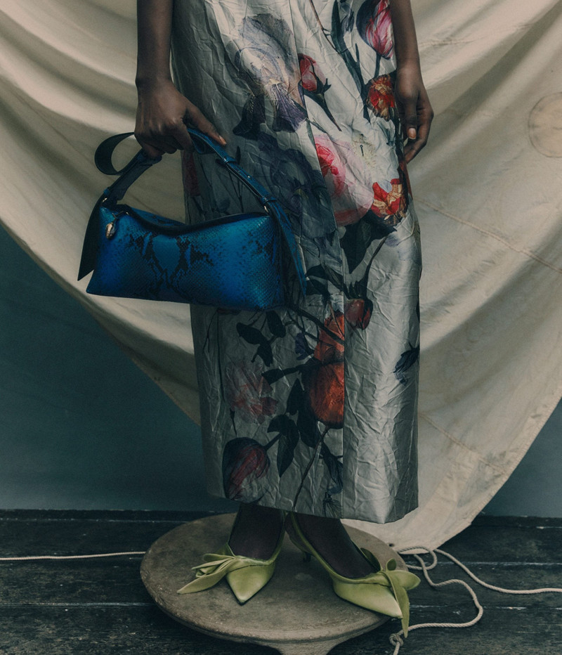 Erdem FLORAL PRINT TEXTURED SATIN OFF-THE-SHOULDER GOWN outlook